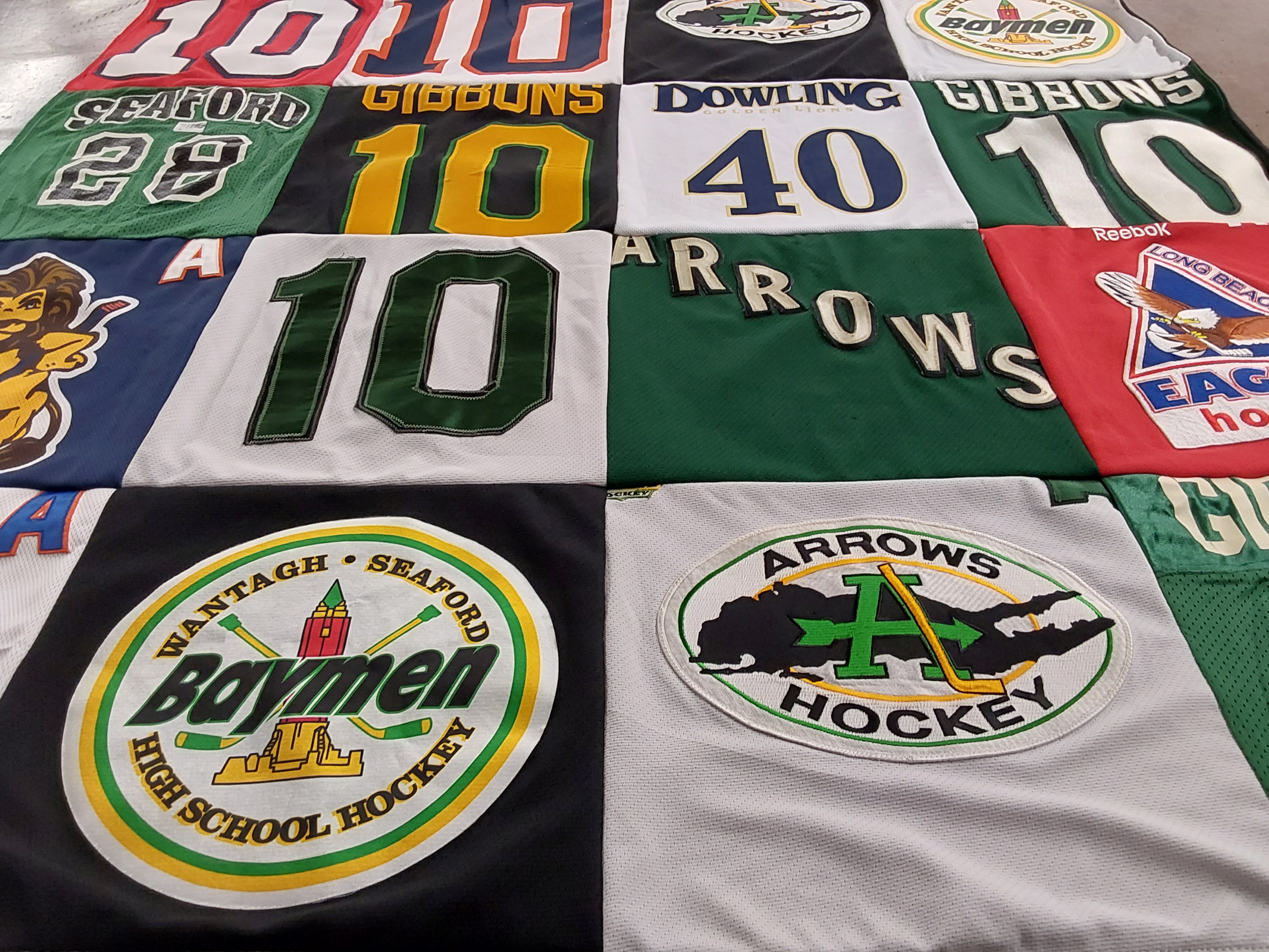 T-shirt quilt featuring gibbons, arrows by Cathy from NY