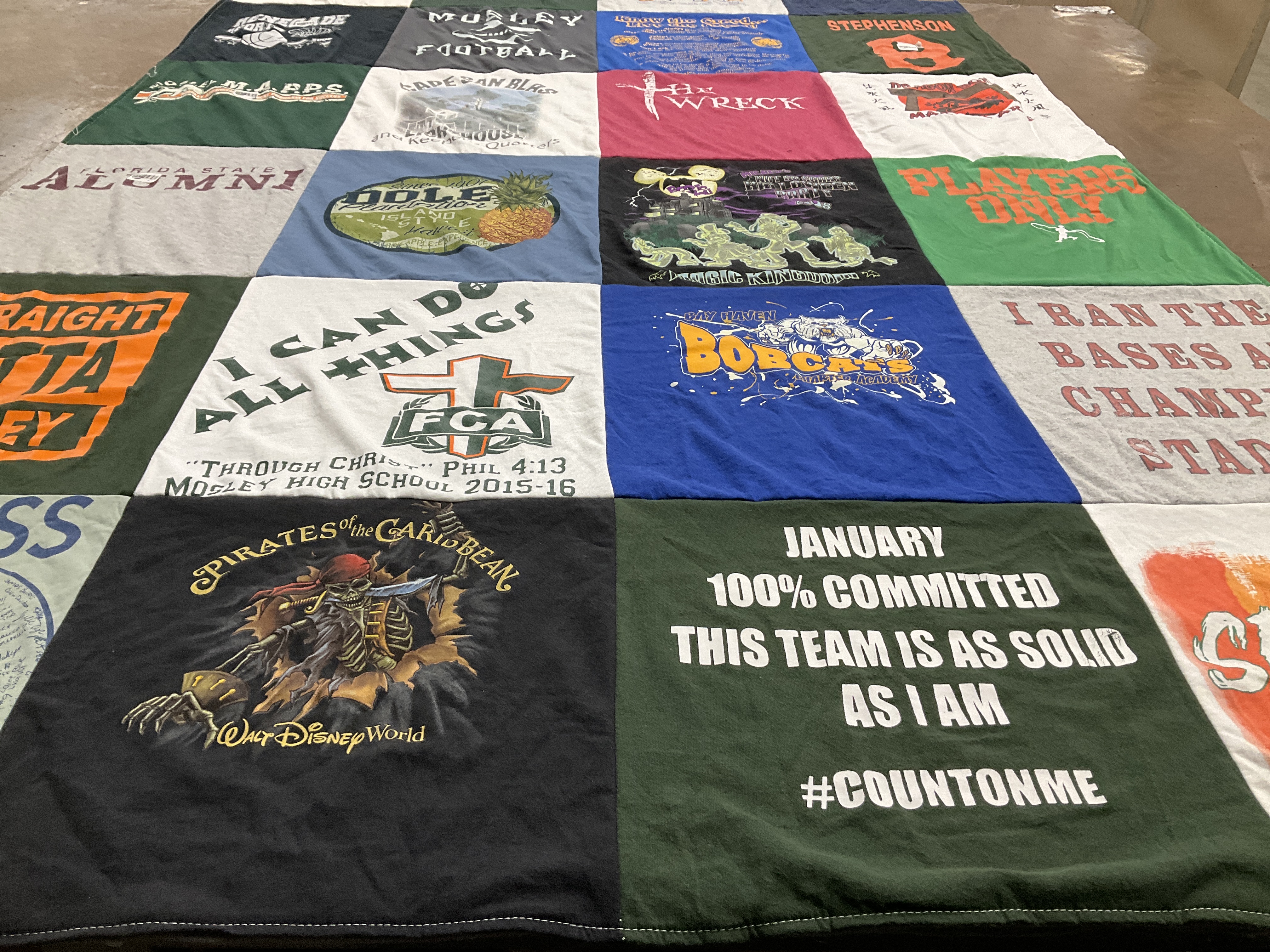T-shirt quilt featuring bobcats by Lorri from FL