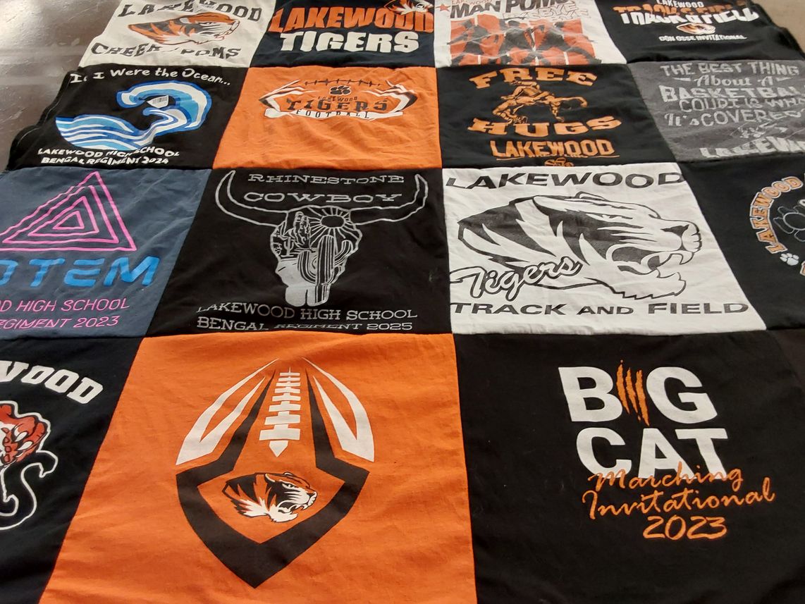 T-shirt quilt featuring lakewood tigers by Shelli from CO
