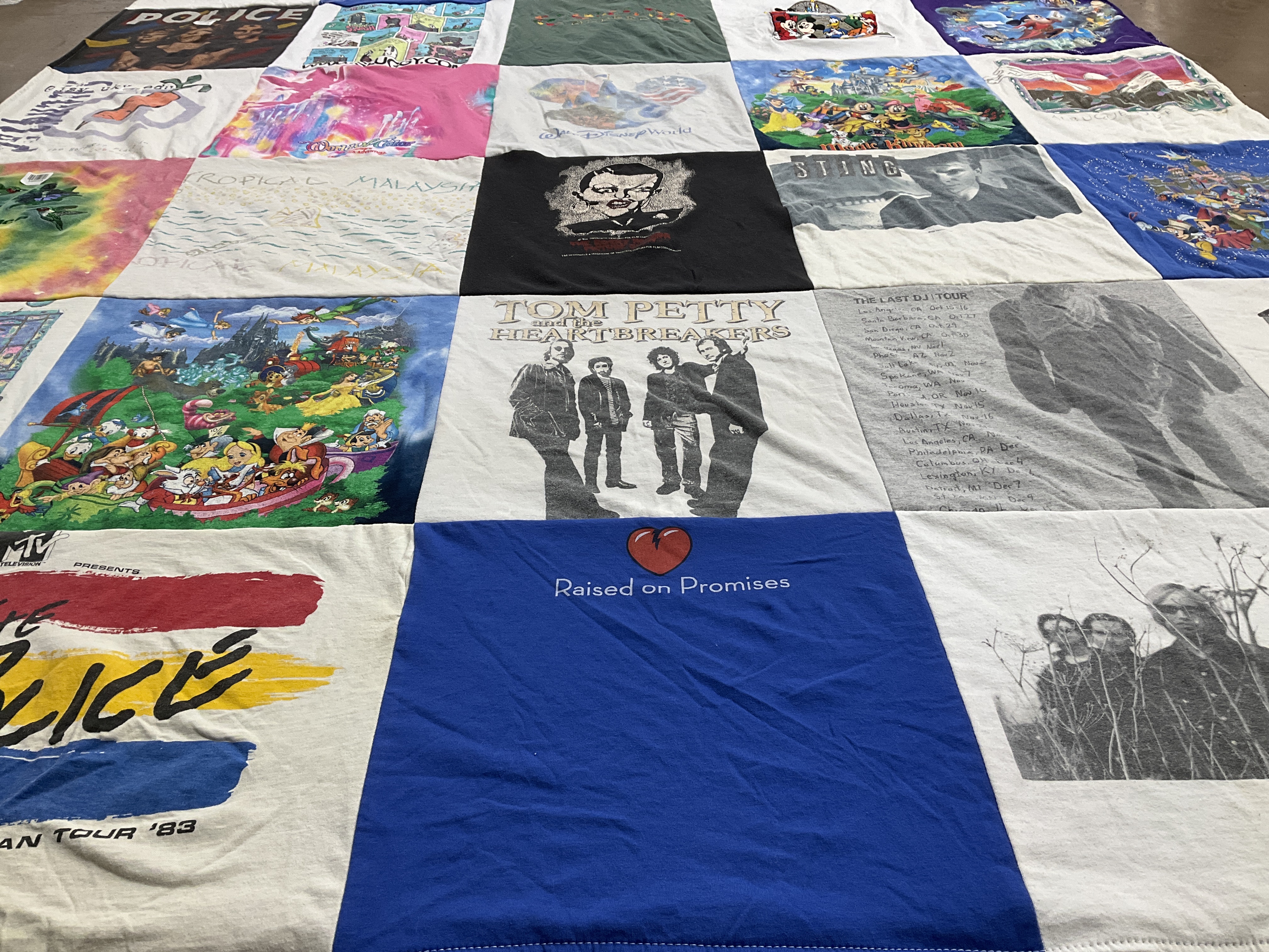 T-shirt quilt with music, films themes by Kim from TX