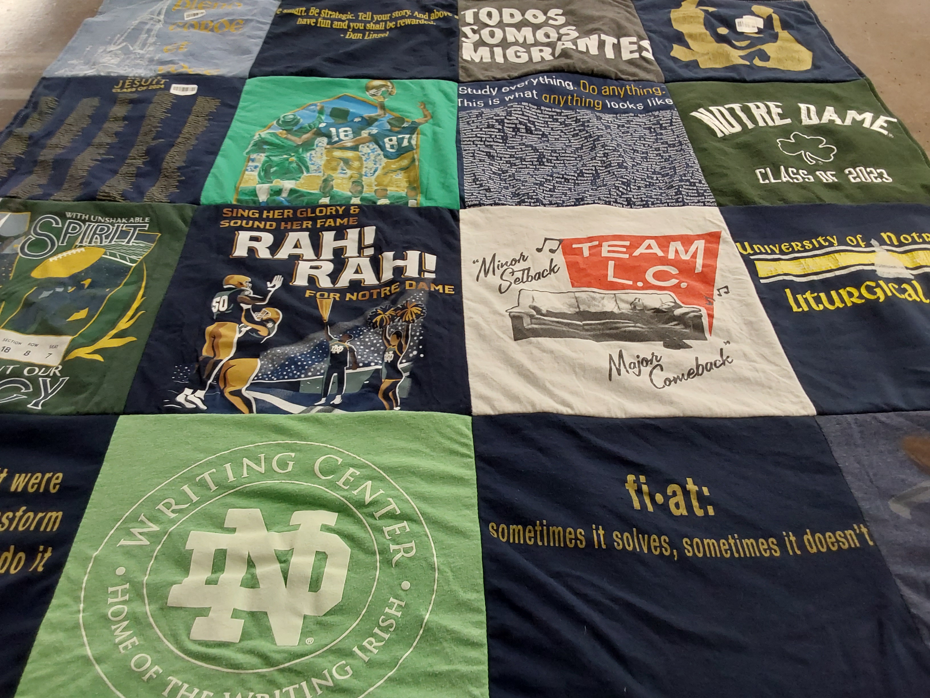 T-shirt quilt featuring notre dame football by Aimee from TX