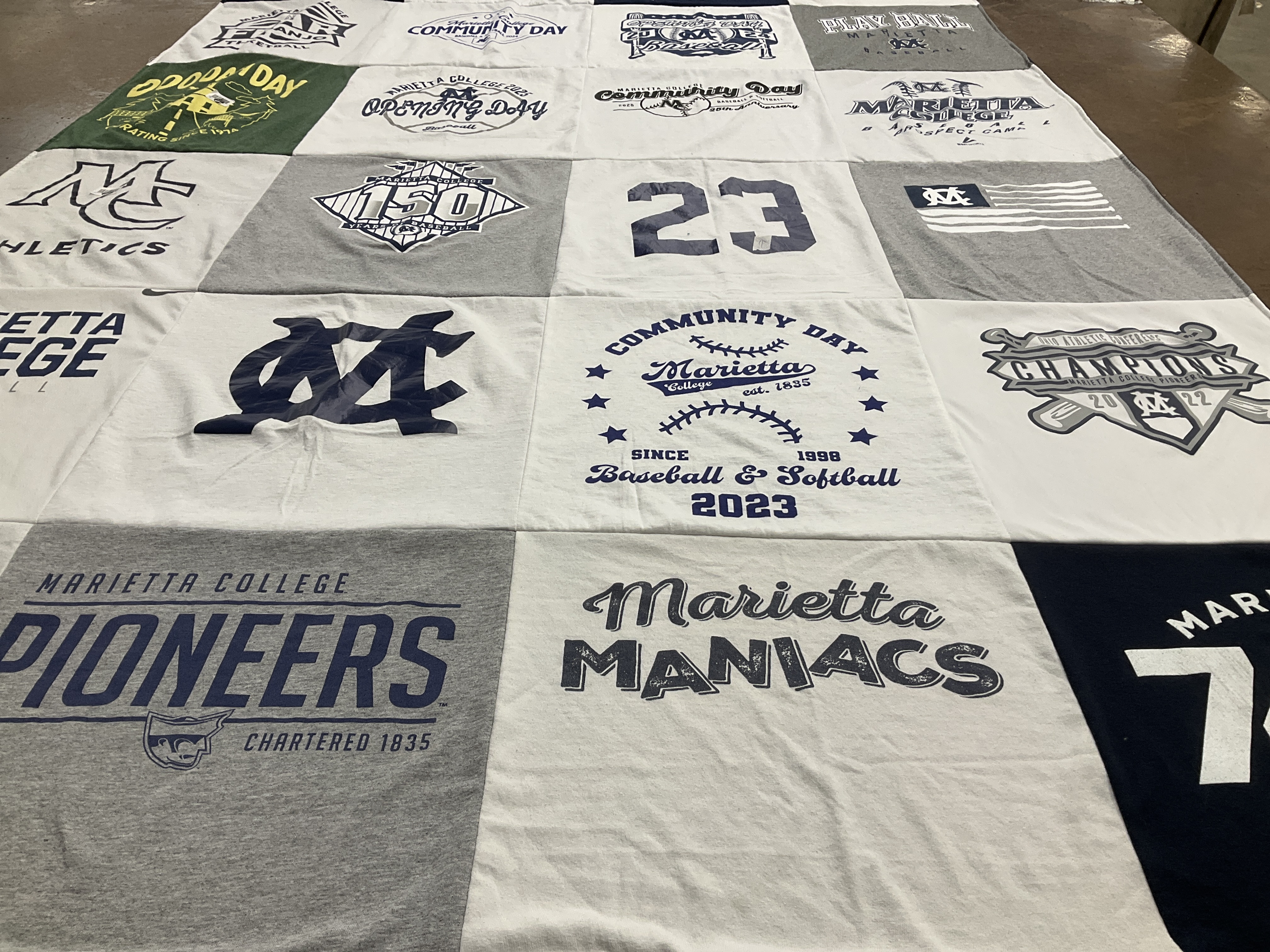 T-shirt quilt featuring marietta college baseball, marietta college softball by Cathy from OH