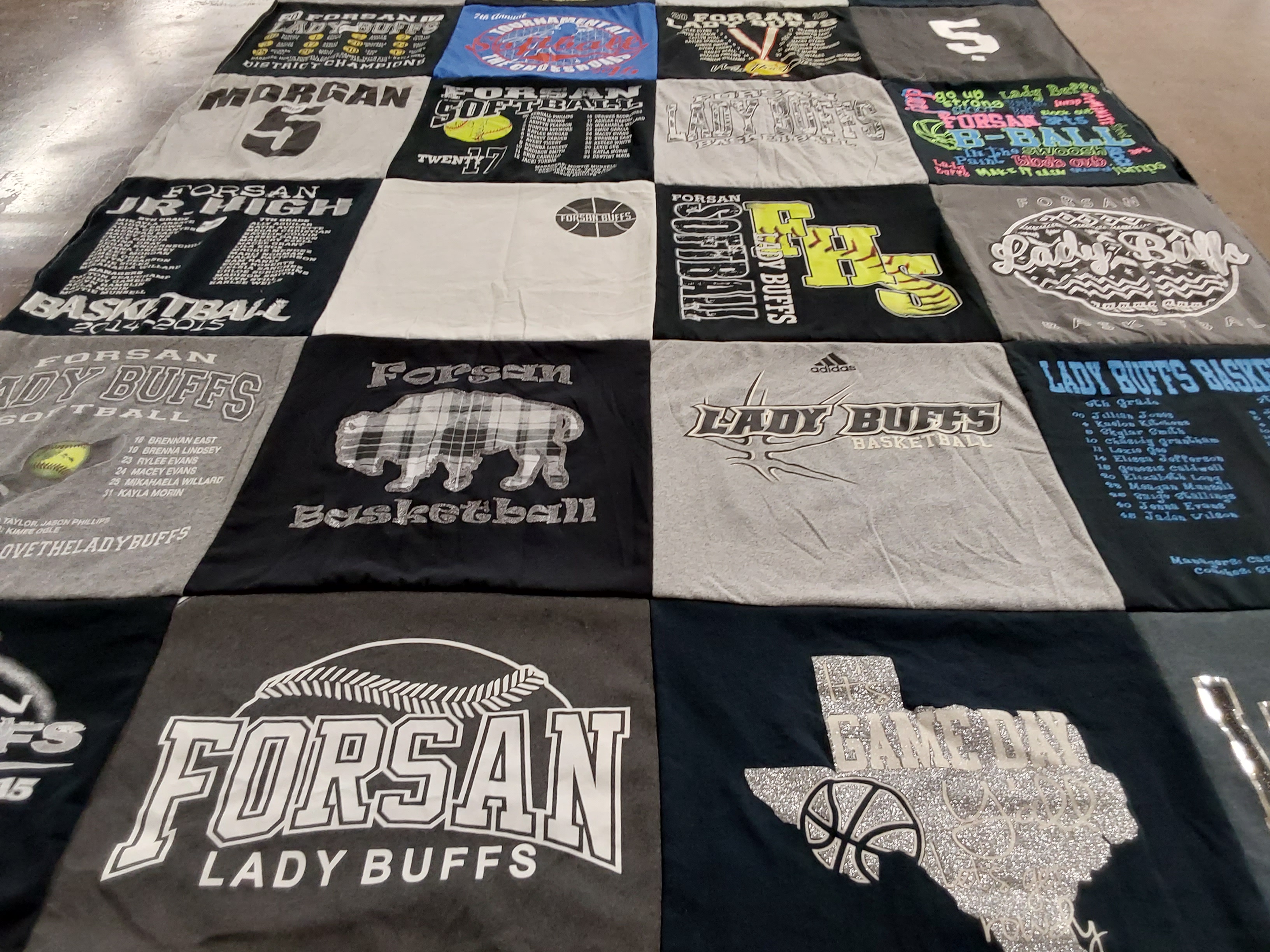 T-shirt quilt featuring forsan lady buffs, forsan cross country by Lori from TX