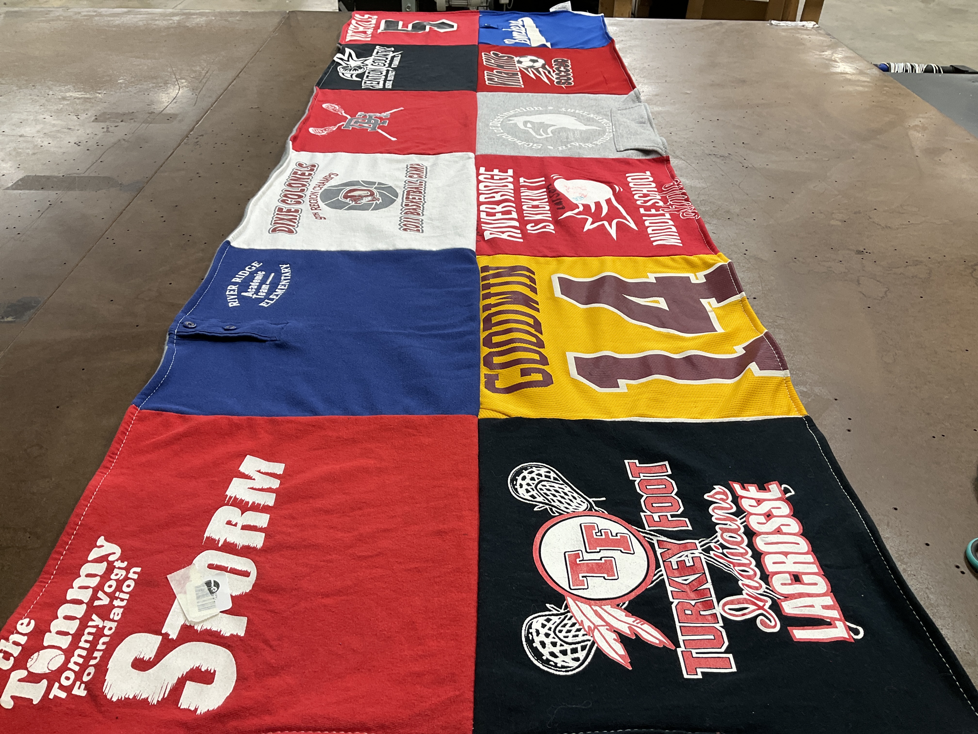 T-shirt quilt featuring turkey foot lacrosse by Elizabeth from KY