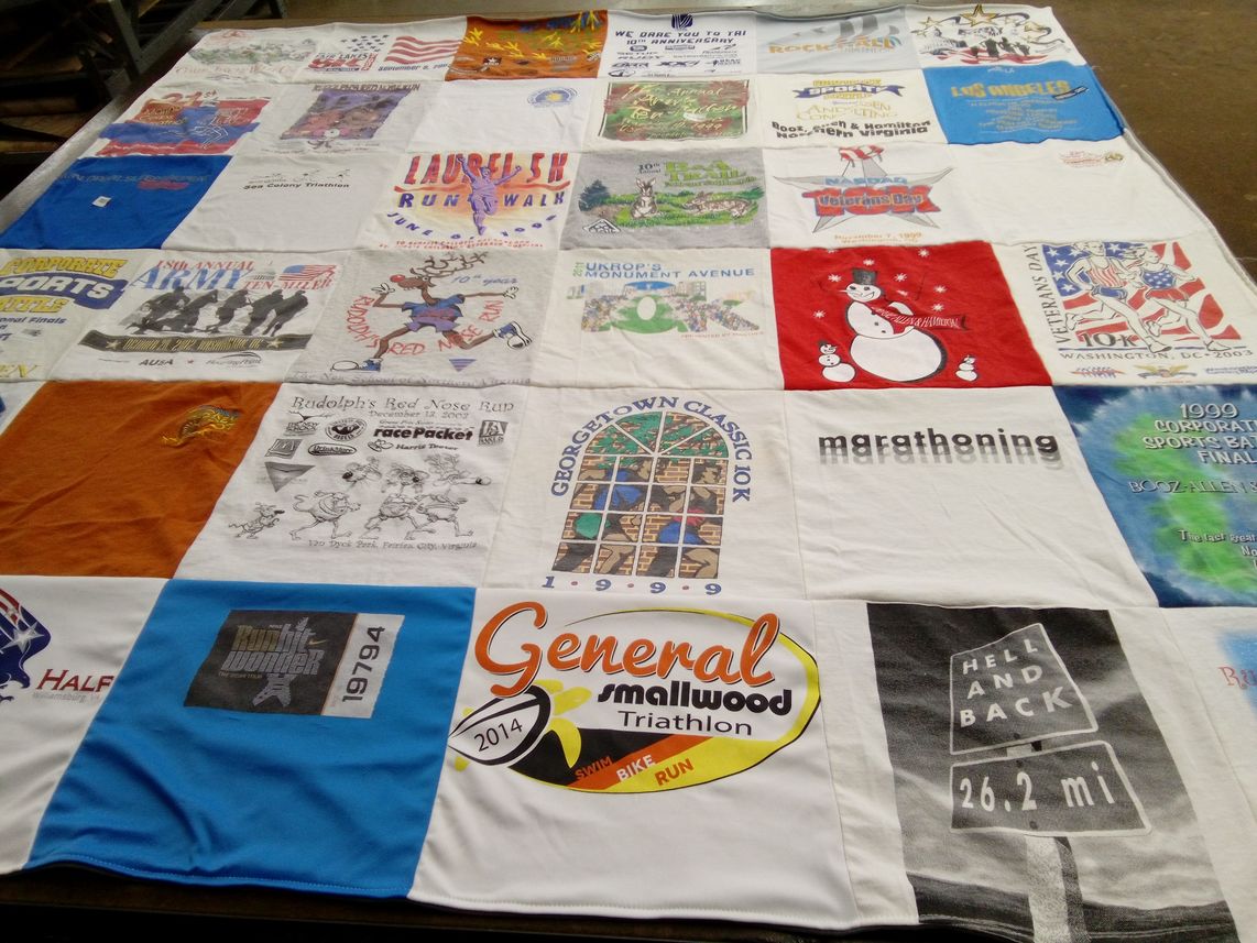 T-shirt quilt with running, triathlons themes by Patricia from VA