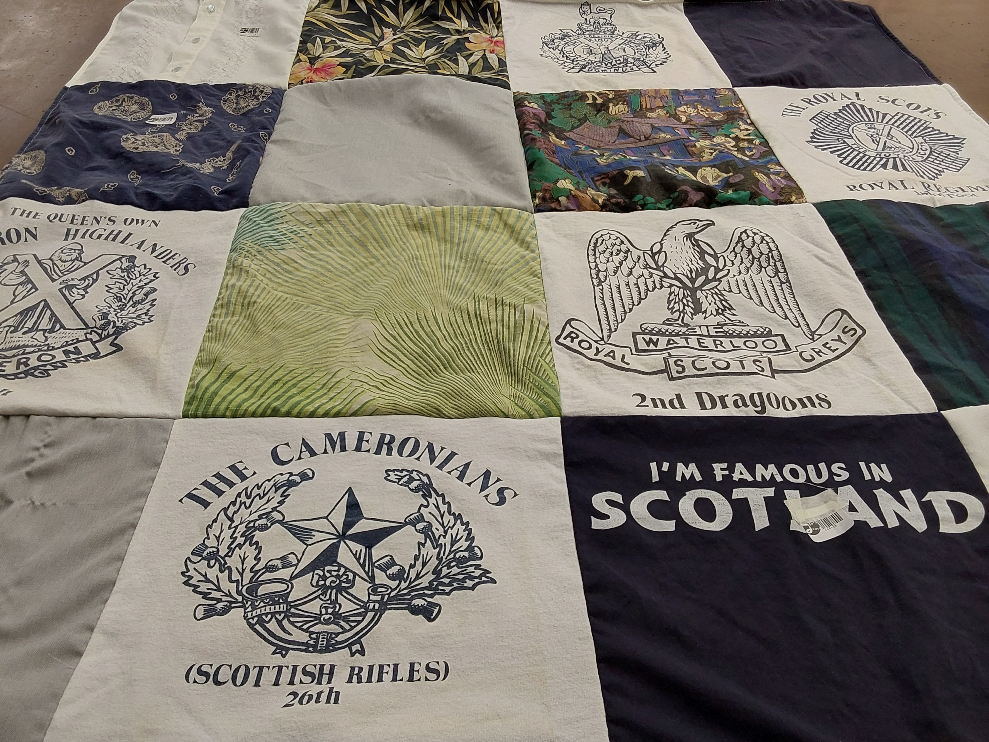 T-shirt quilt with military history, scottish culture themes by David from PA