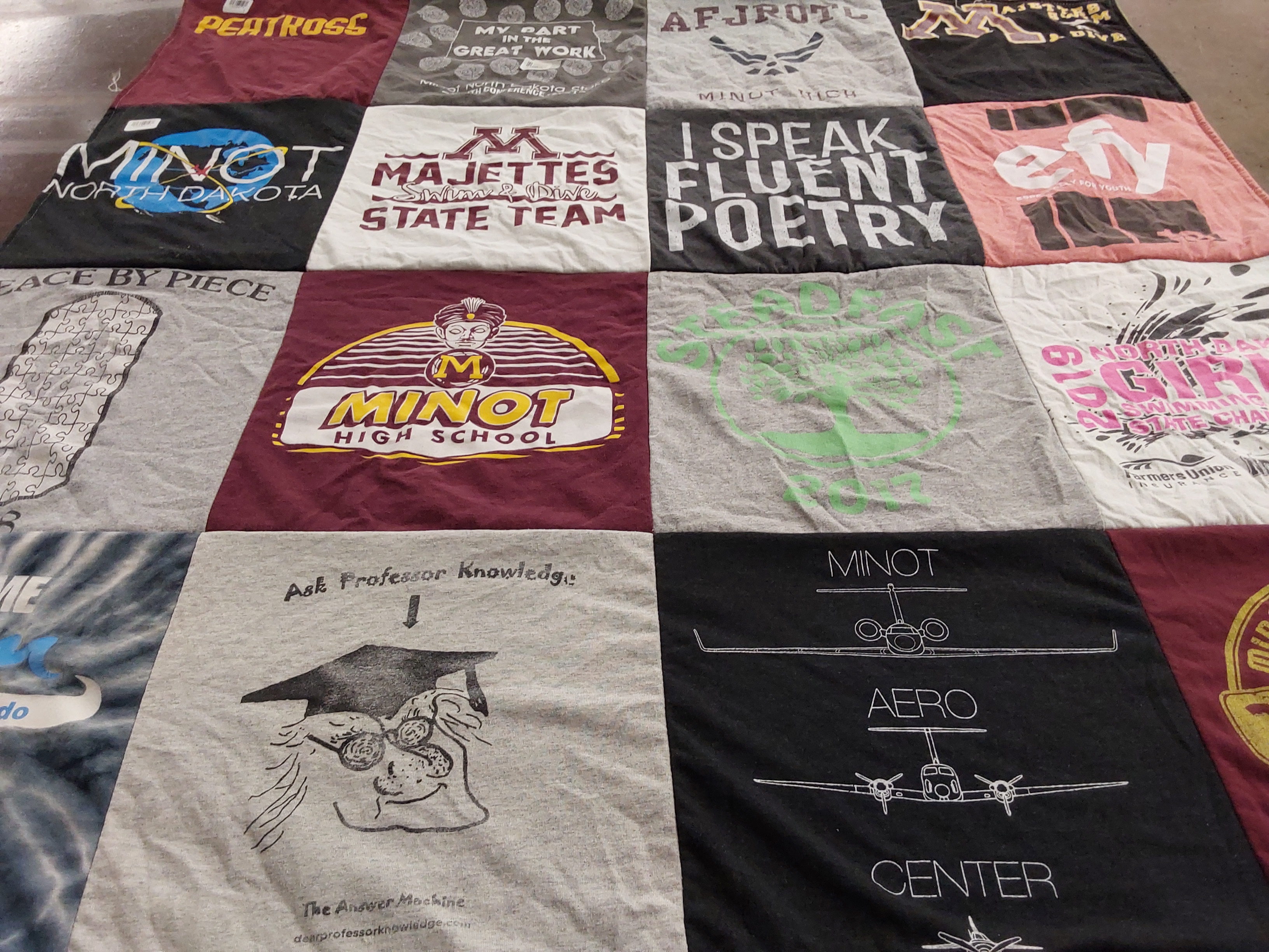 T-shirt quilt featuring minot majettes by Jessica from ND