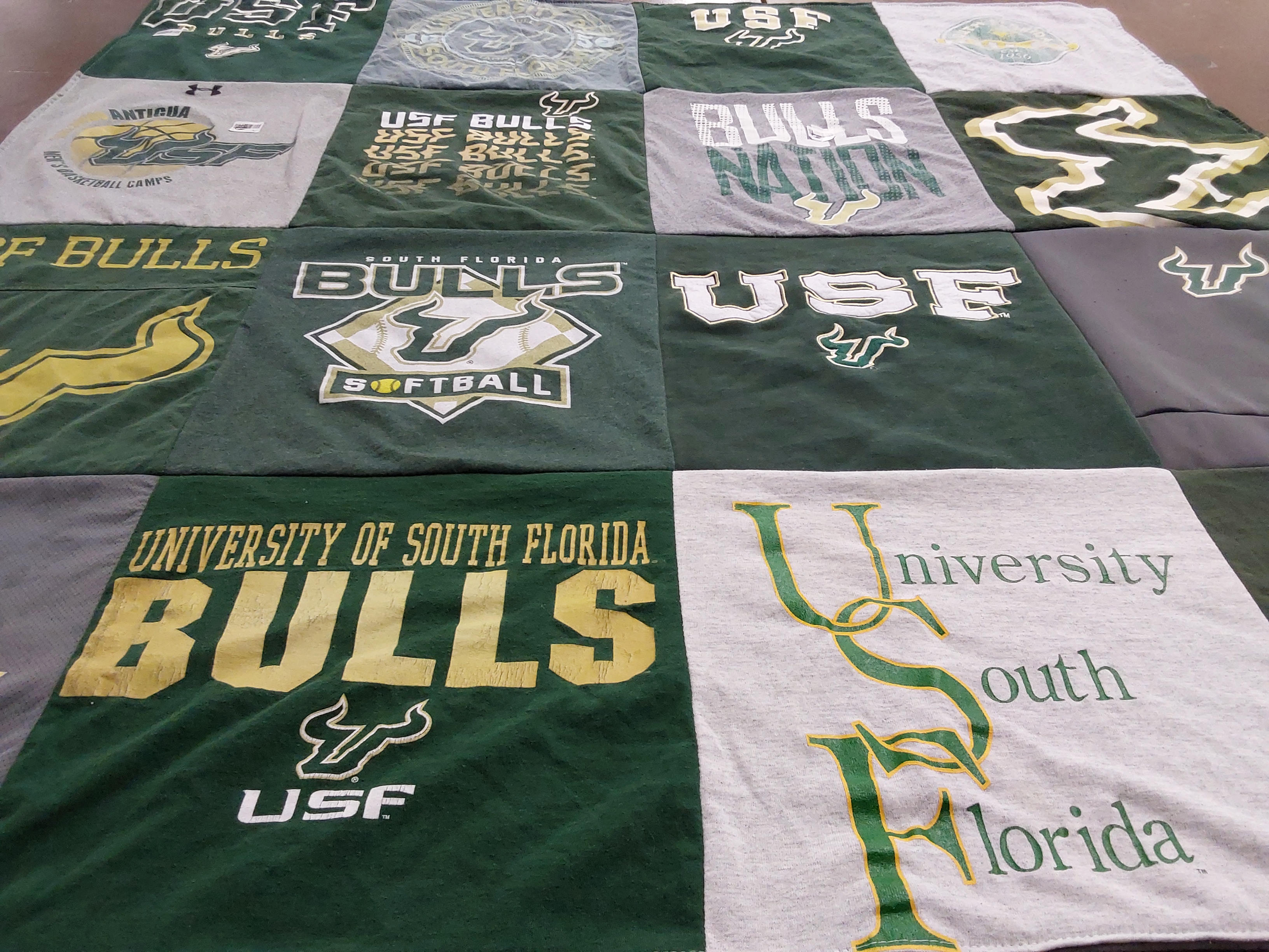 T-shirt quilt featuring university of south florida bulls by Emily from NC