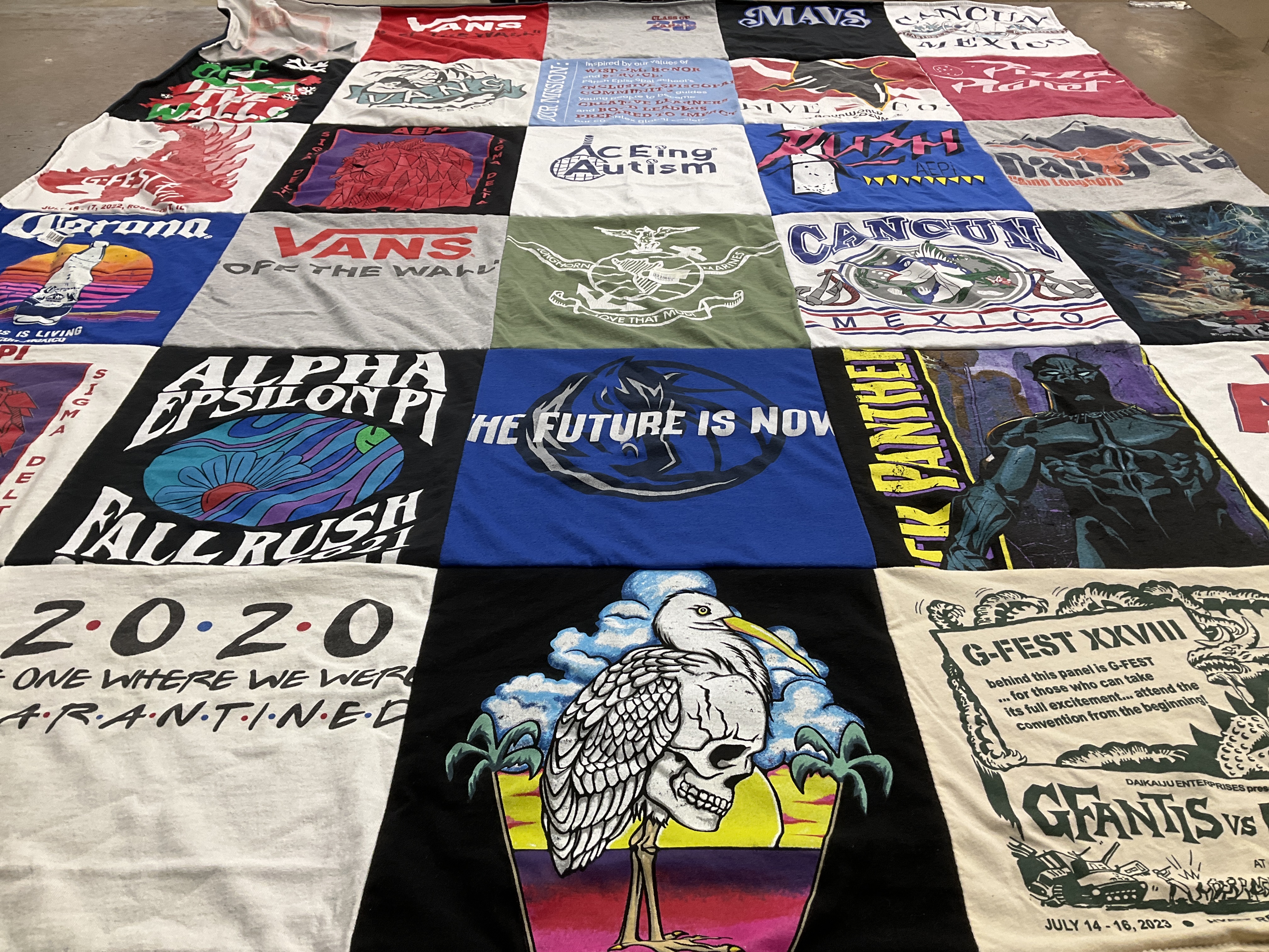 T-shirt quilt with autism, entertainment themes by Marlyn from TX