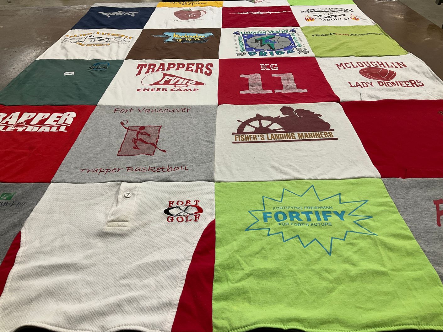 T-shirt quilt featuring trapper football, trapper basketball by Kayla from WA