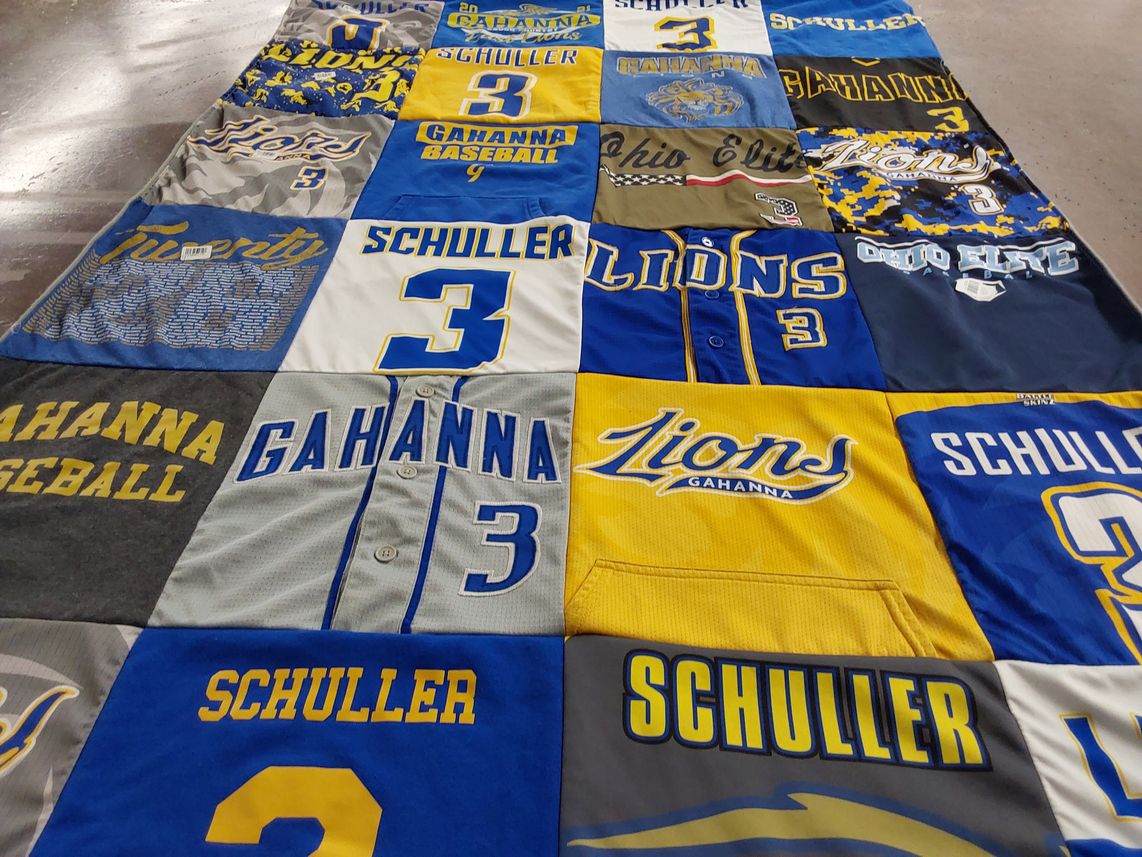 T-shirt quilt featuring gahanna lions by Chie from OH