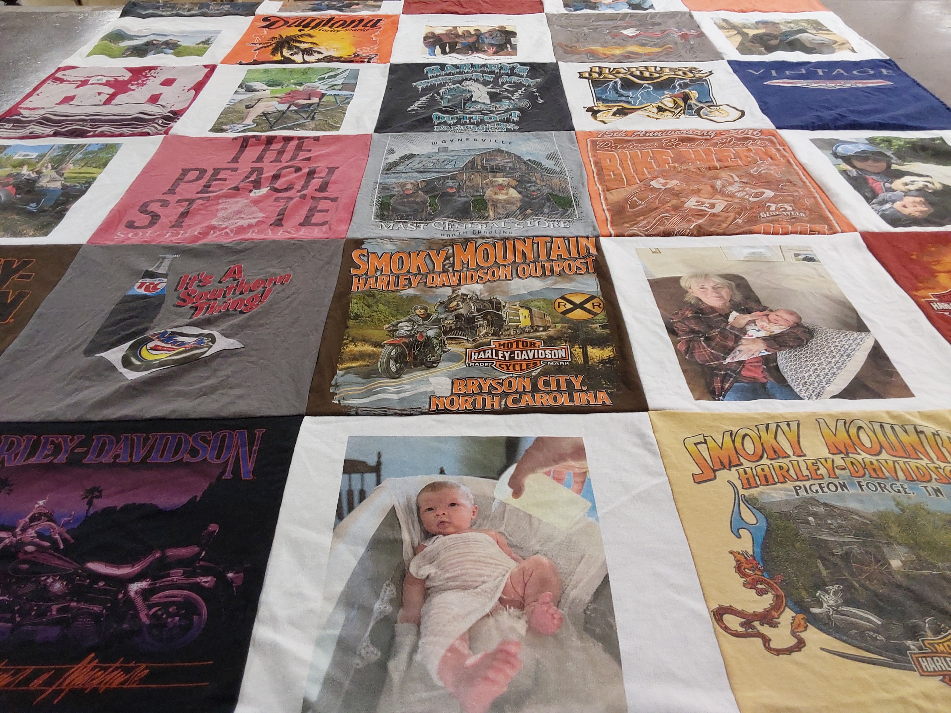 T-shirt quilt with motorcycles, southern culture themes by Robert from GA