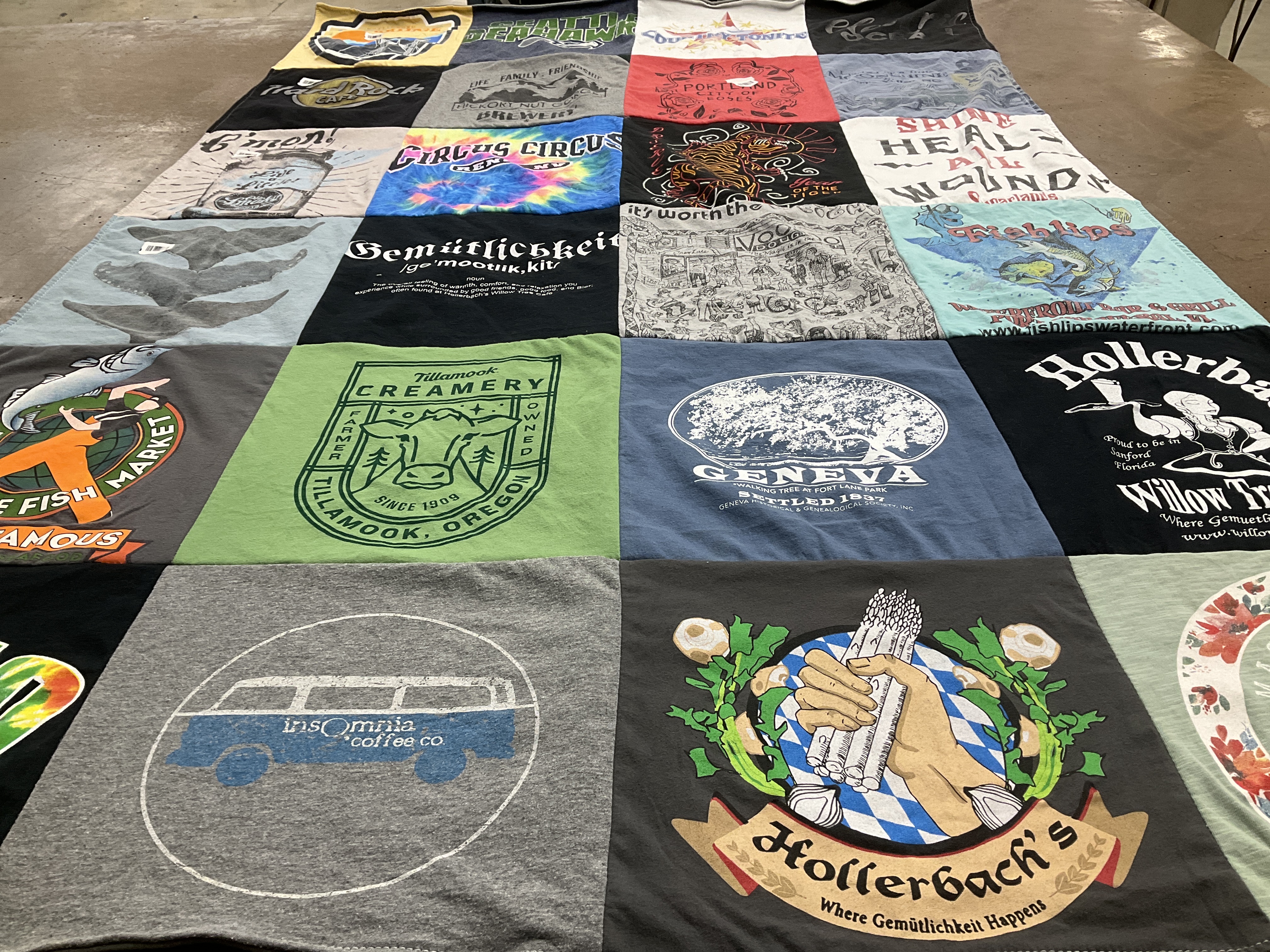 T-shirt quilt with cooking, eating themes by barbara from FL