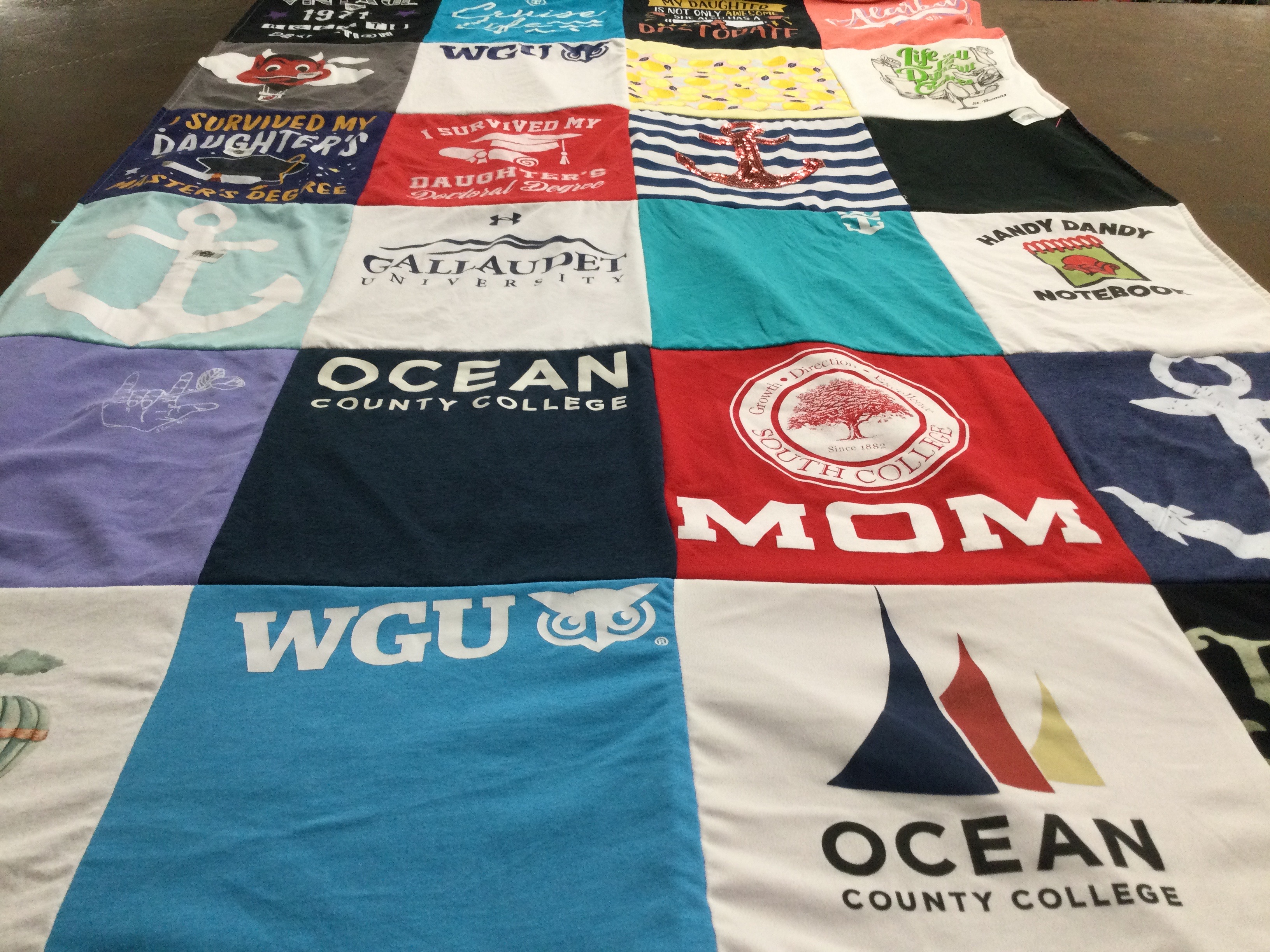 T-shirt quilt from gallaudet university, ocean county college by Amanda from NY