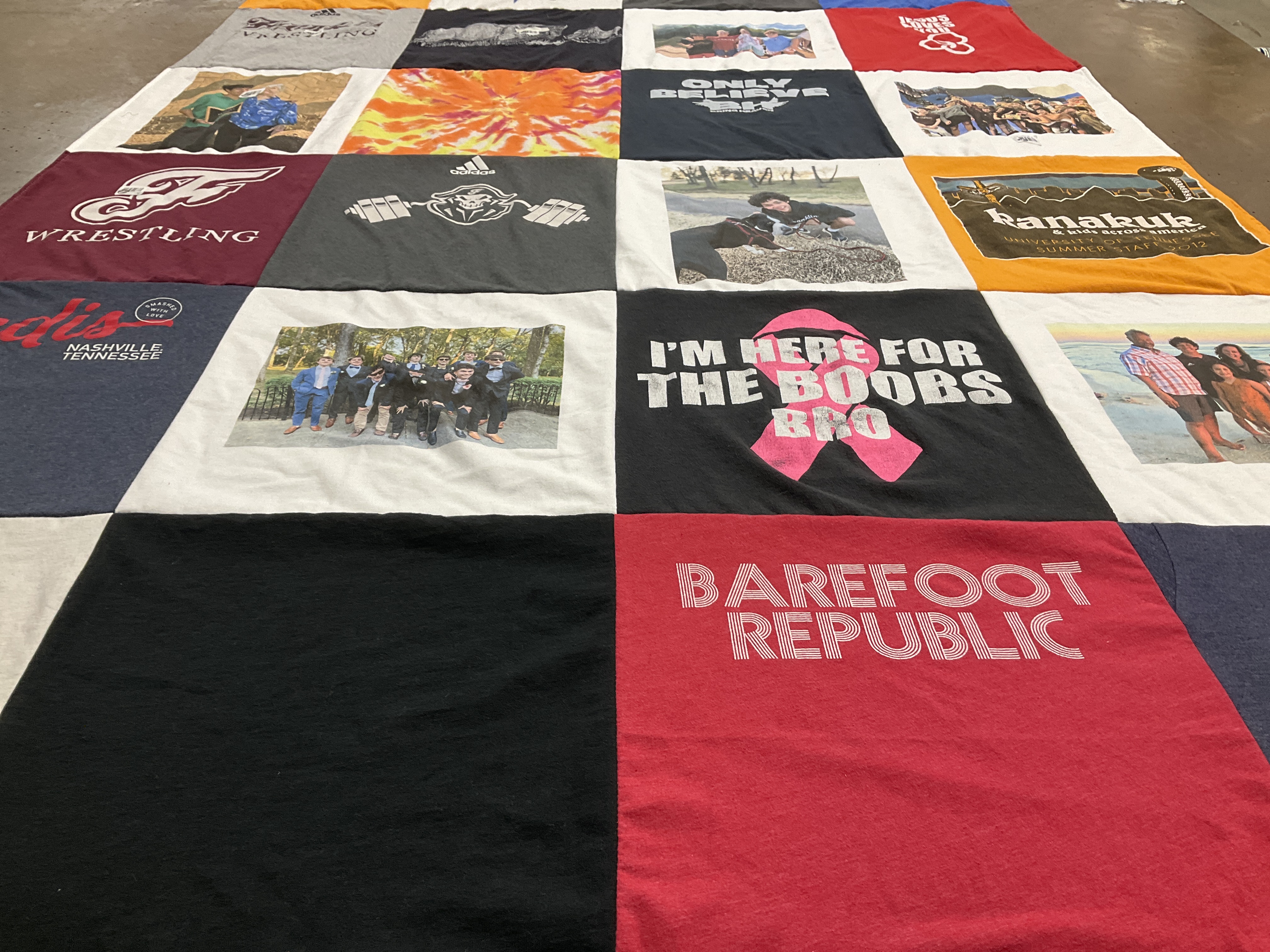 T-shirt quilt with photography, sports themes by Christian from TN