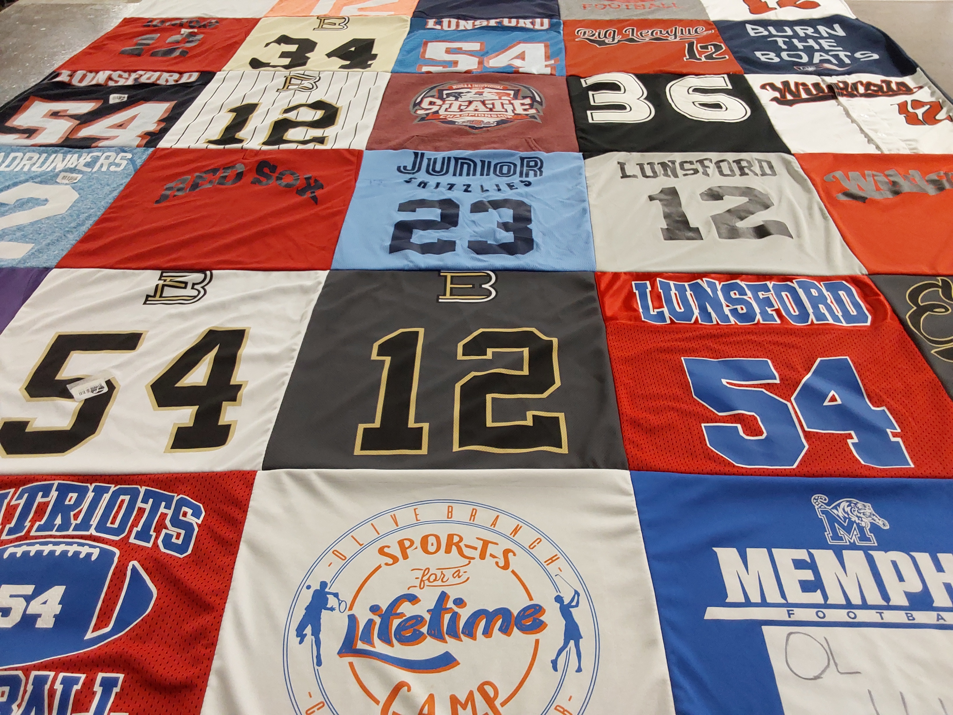 T-shirt quilt featuring patriots football by Holly from MS