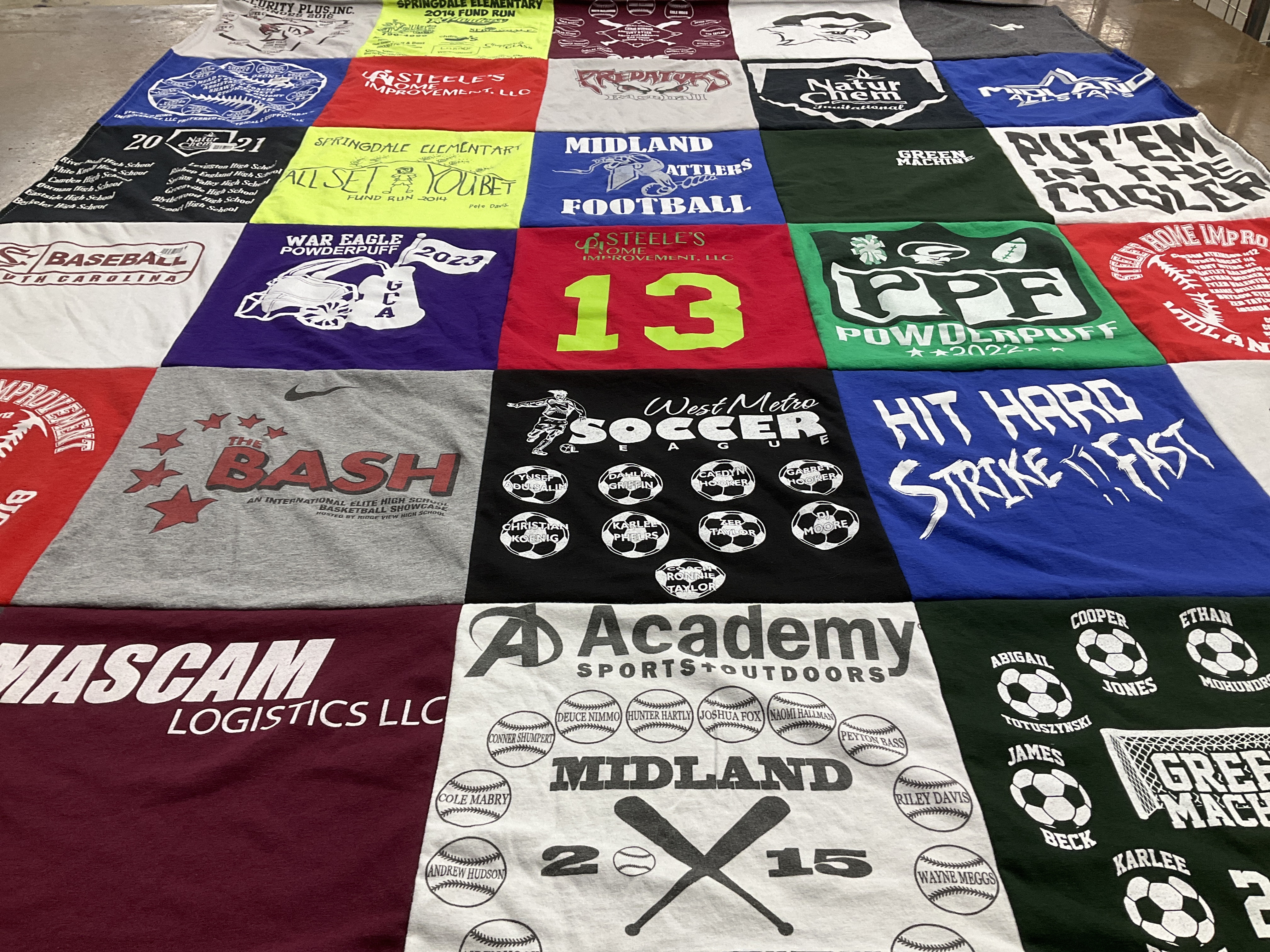 T-shirt quilt featuring midland football, midland soccer by Elisa from SC
