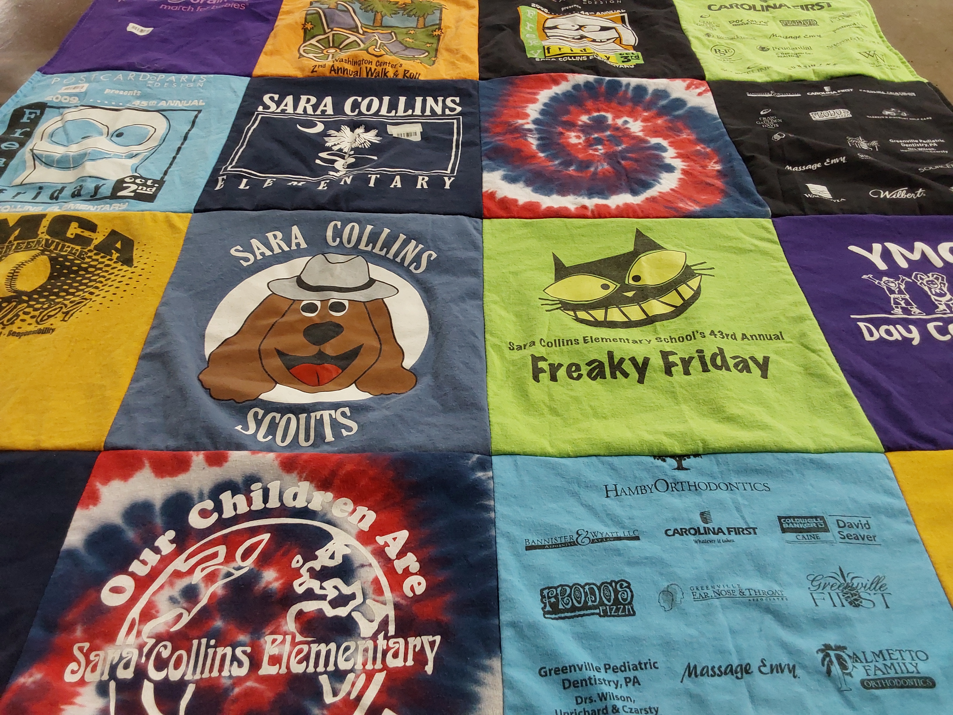 T-shirt quilt from sara collins elementary school by Lena from SC