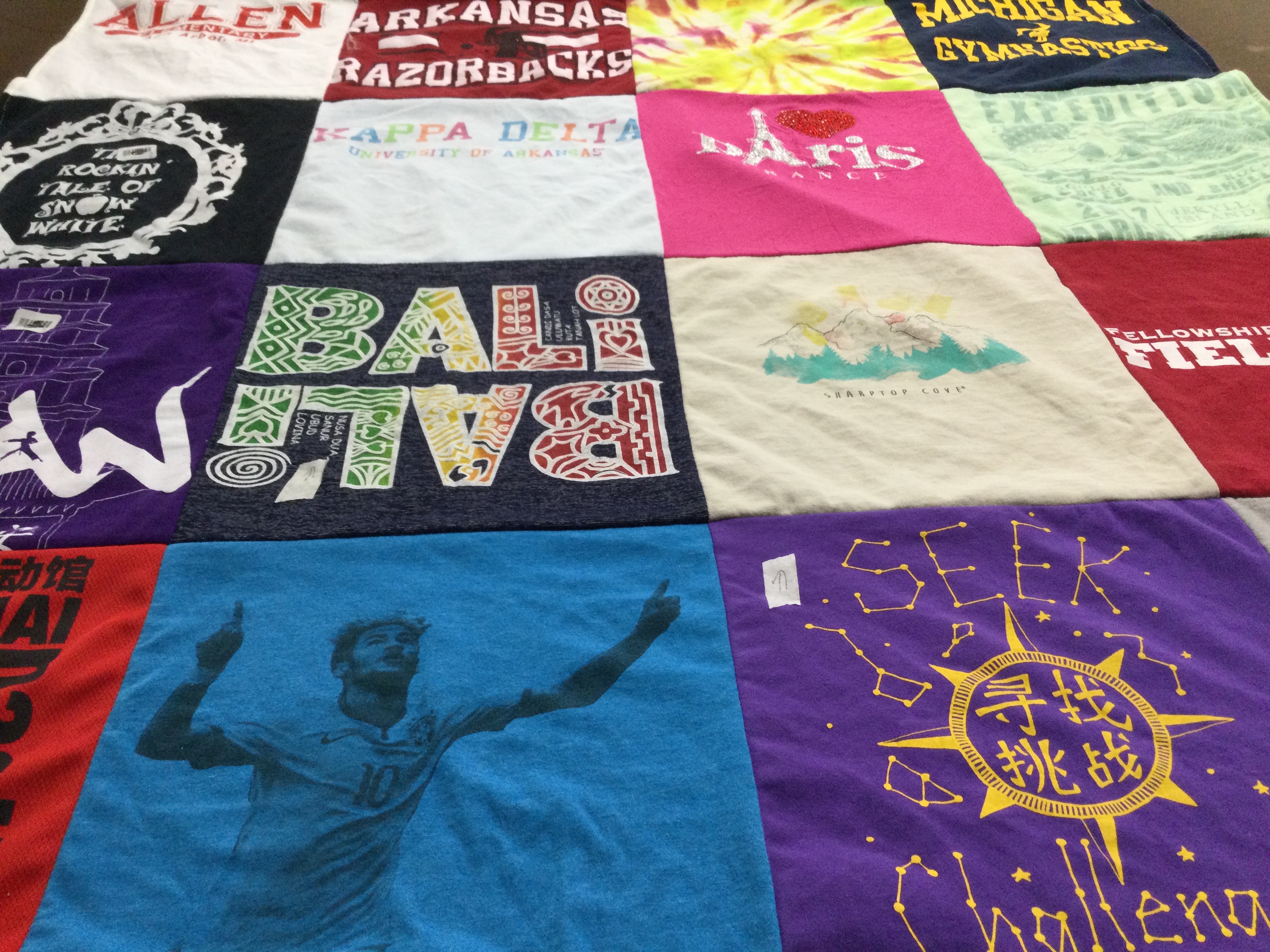 T-shirt quilt featuring michigan gymnastics by Terri from GA