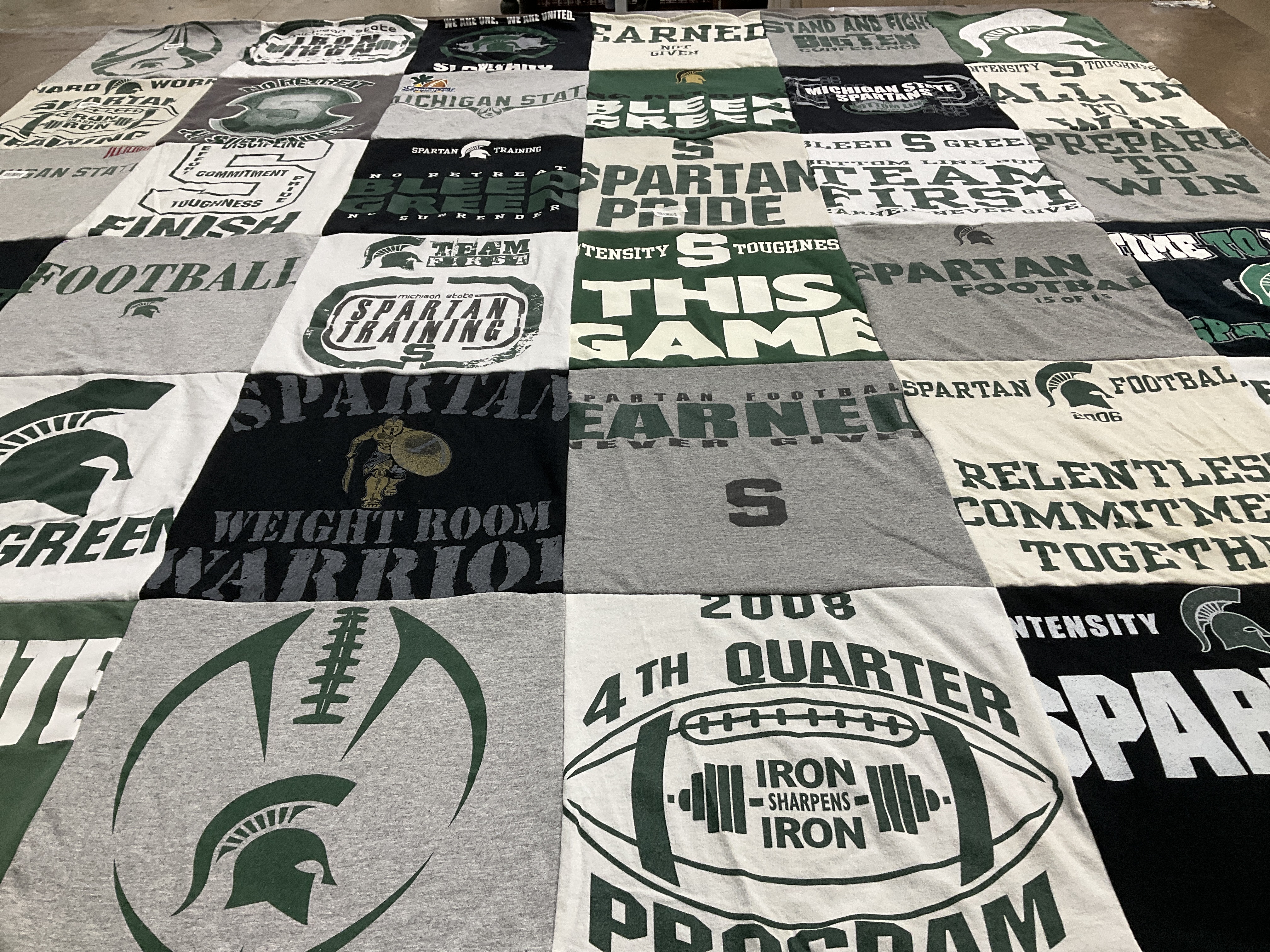 T-shirt quilt featuring michigan state university football by Linda from OH