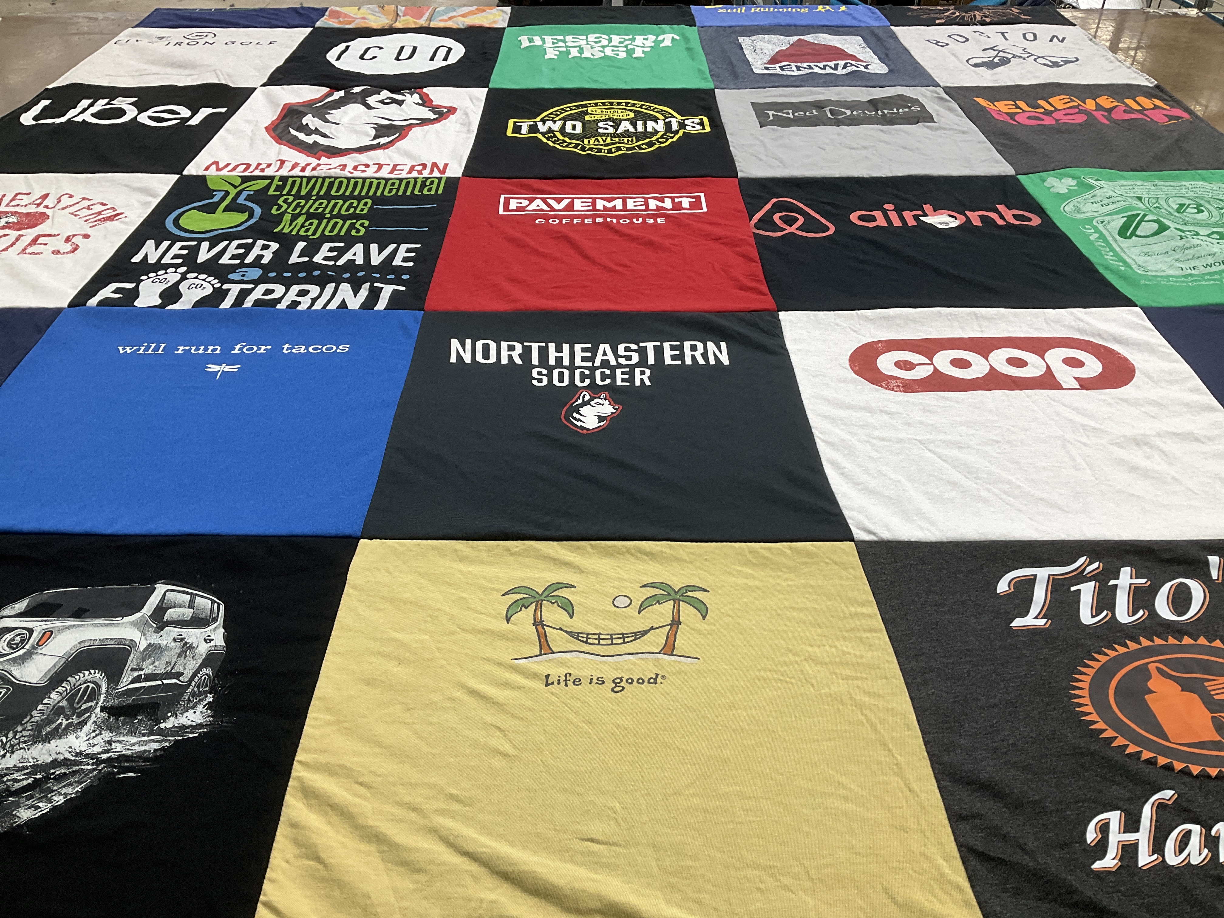 T-shirt quilt featuring northeastern soccer by Barry from NC