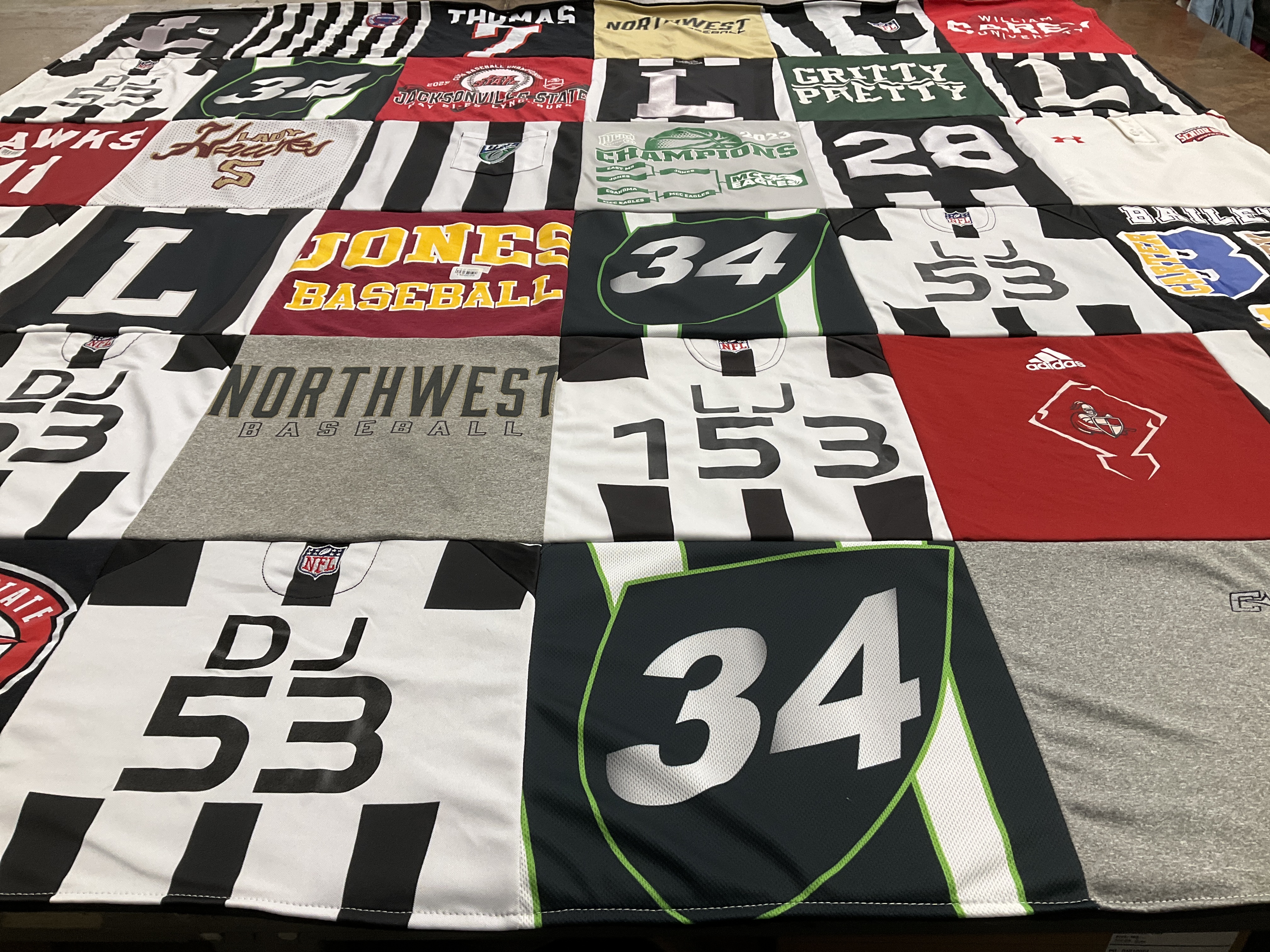 T-shirt quilt from jacksonville state university by Sarah from MS