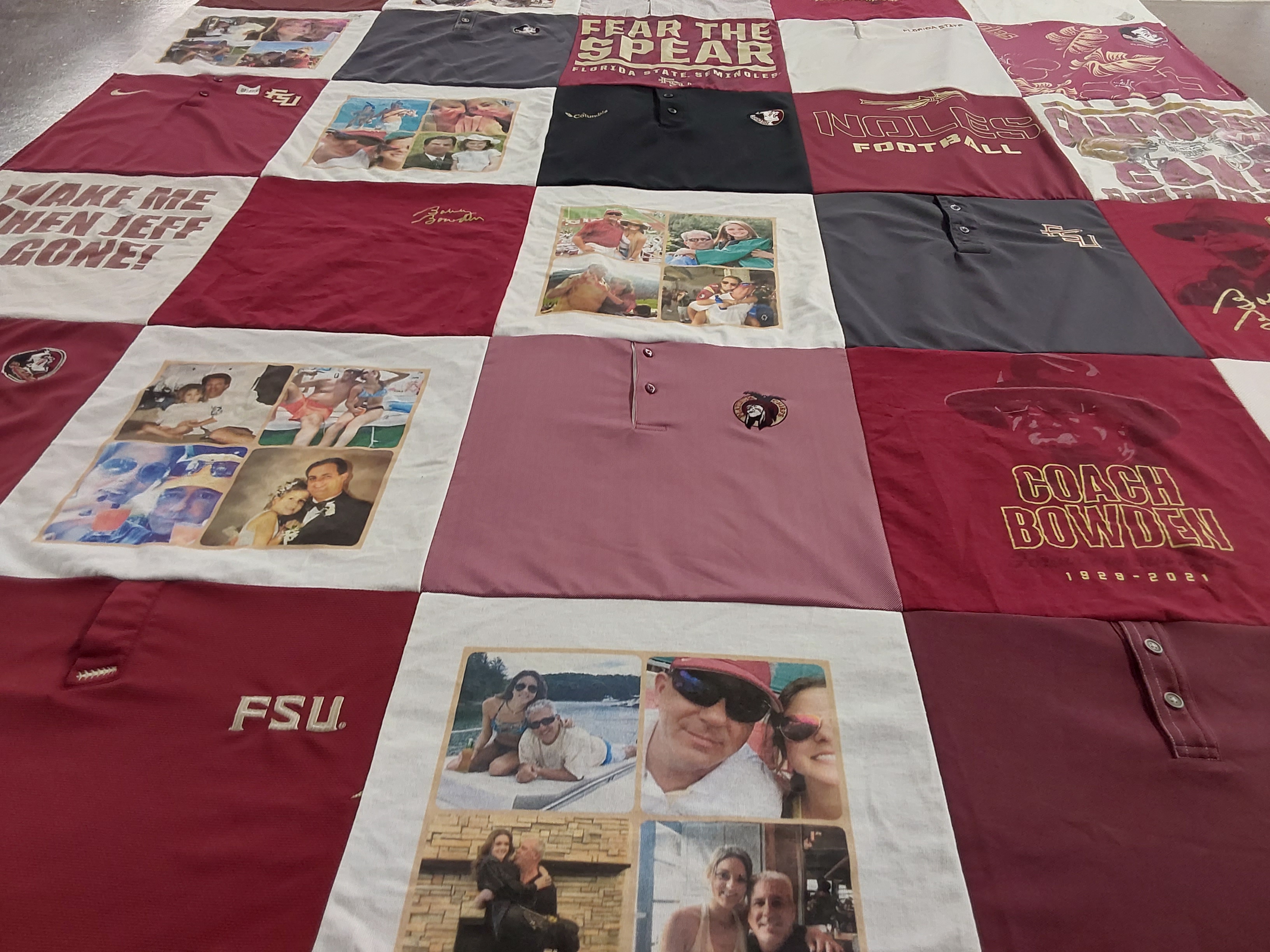 T-shirt quilt featuring florida state university football by Denise from GA