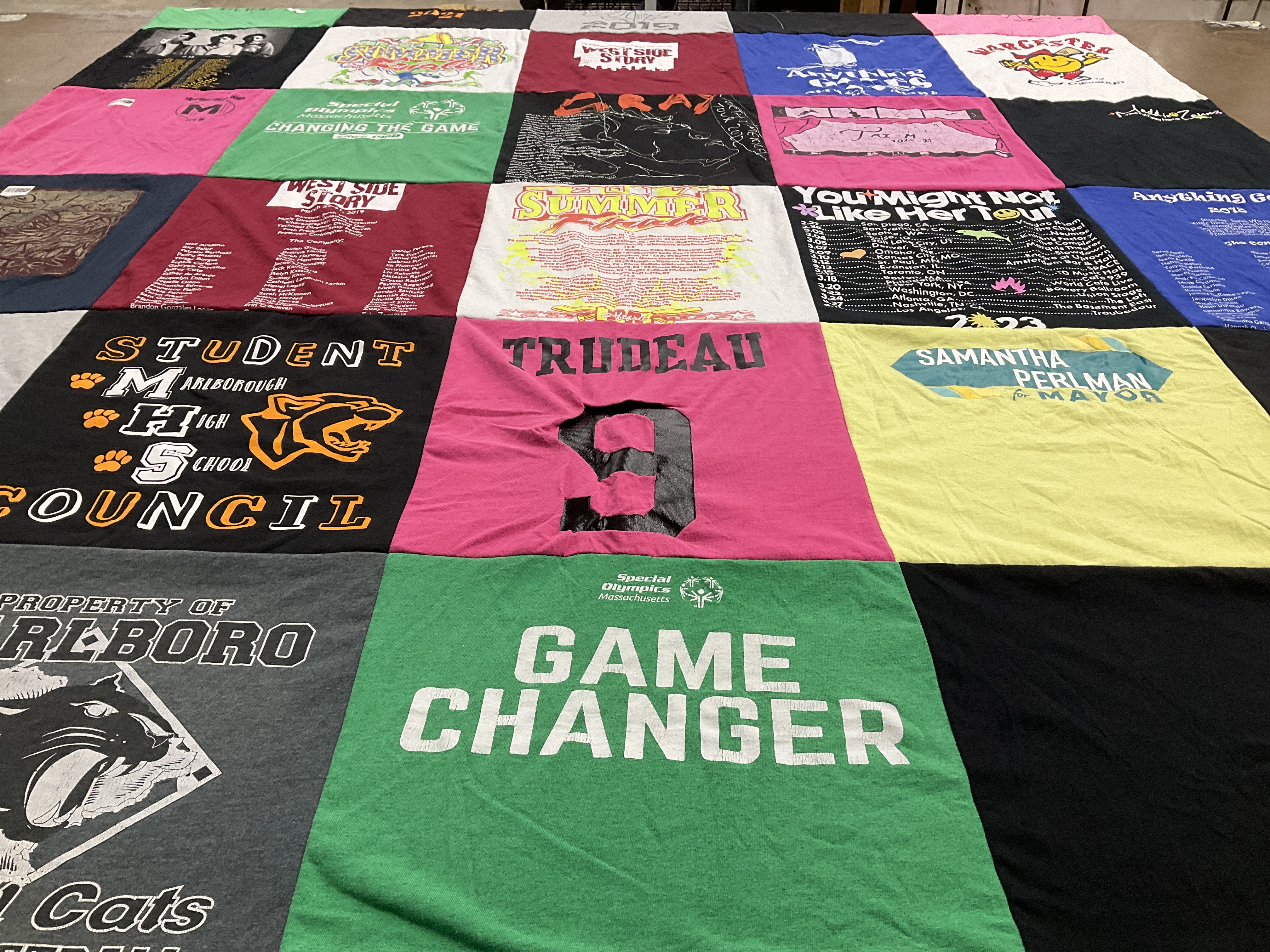 T-shirt quilt from marlborough high school by Olivia from MA