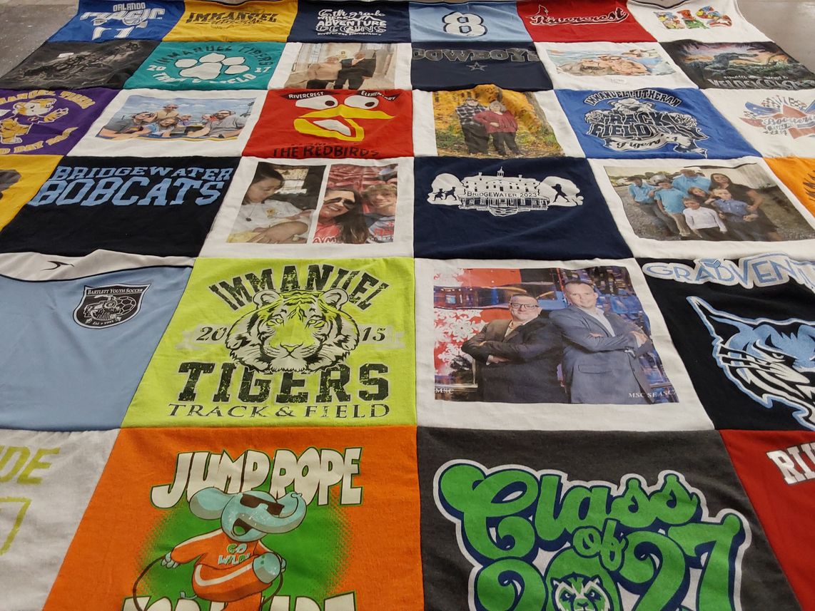 T-shirt quilt featuring bridgewater bobcats, immanuel tigers by ALLISON from FL