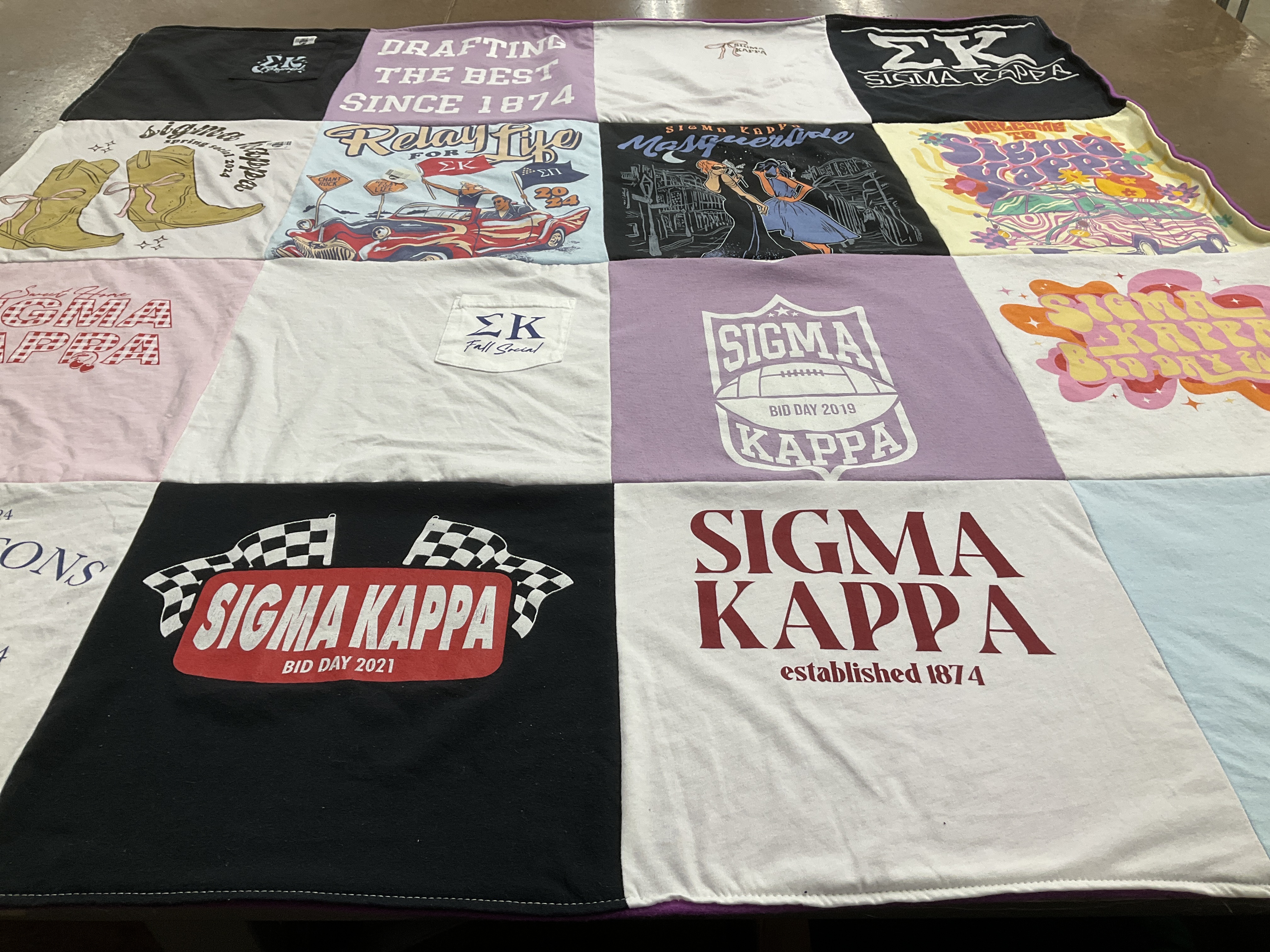 T-shirt quilt with sorority, community service themes by Liz from SC