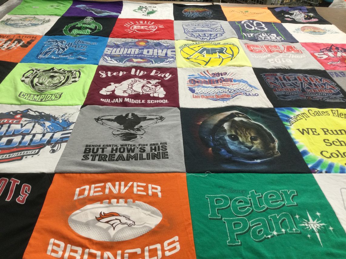 T-shirt quilt featuring denver broncos by Heather from CO