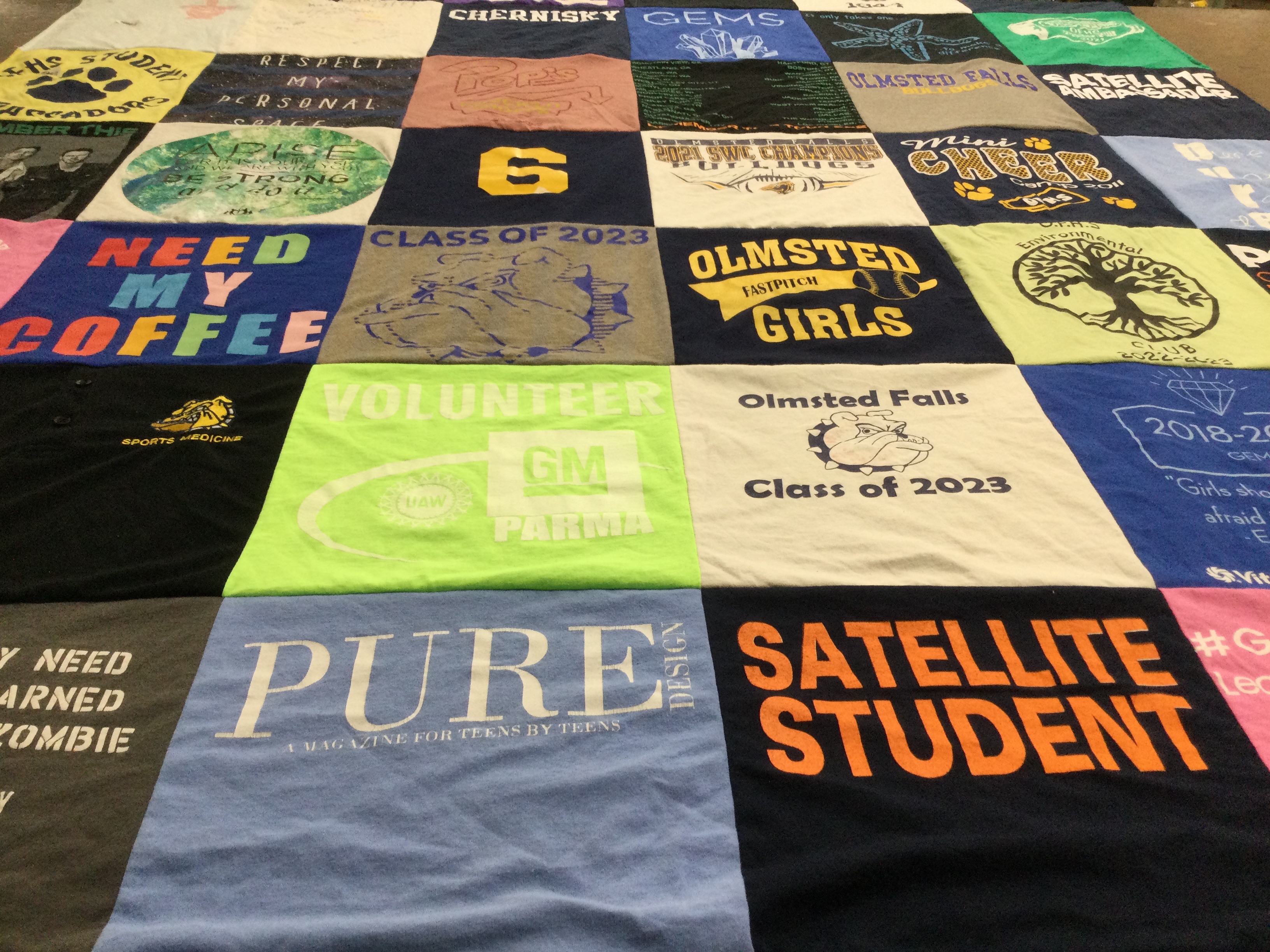 T-shirt quilt from olmsted falls high school by Jennifer from OH