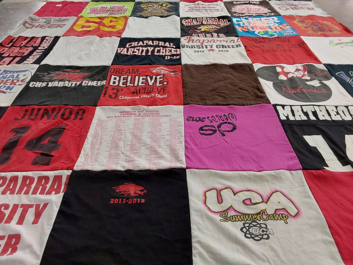 T-shirt quilt featuring chaparral varsity cheer by Lisa from FL