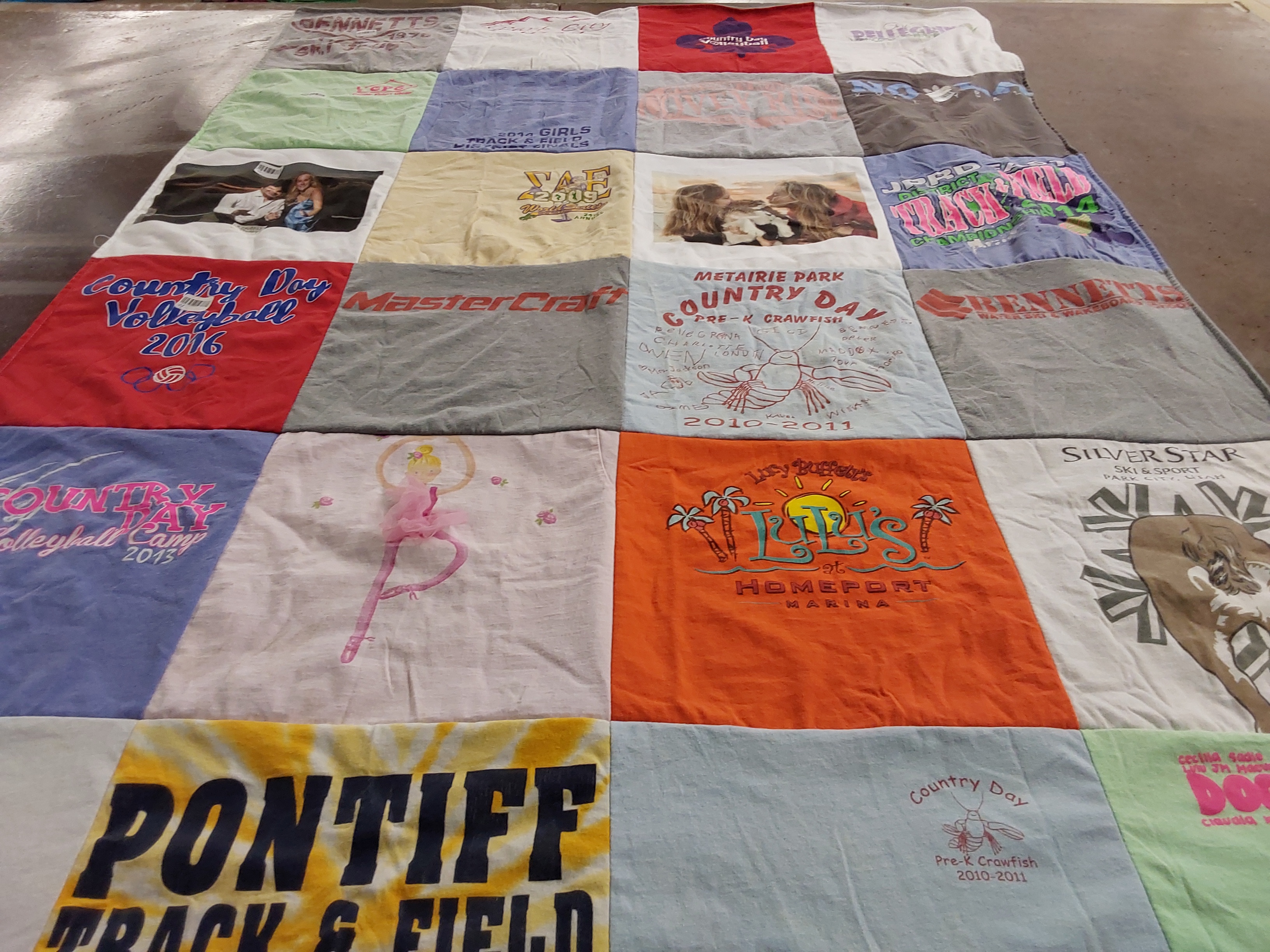 T-shirt quilt featuring country day volleyball by susan from LA