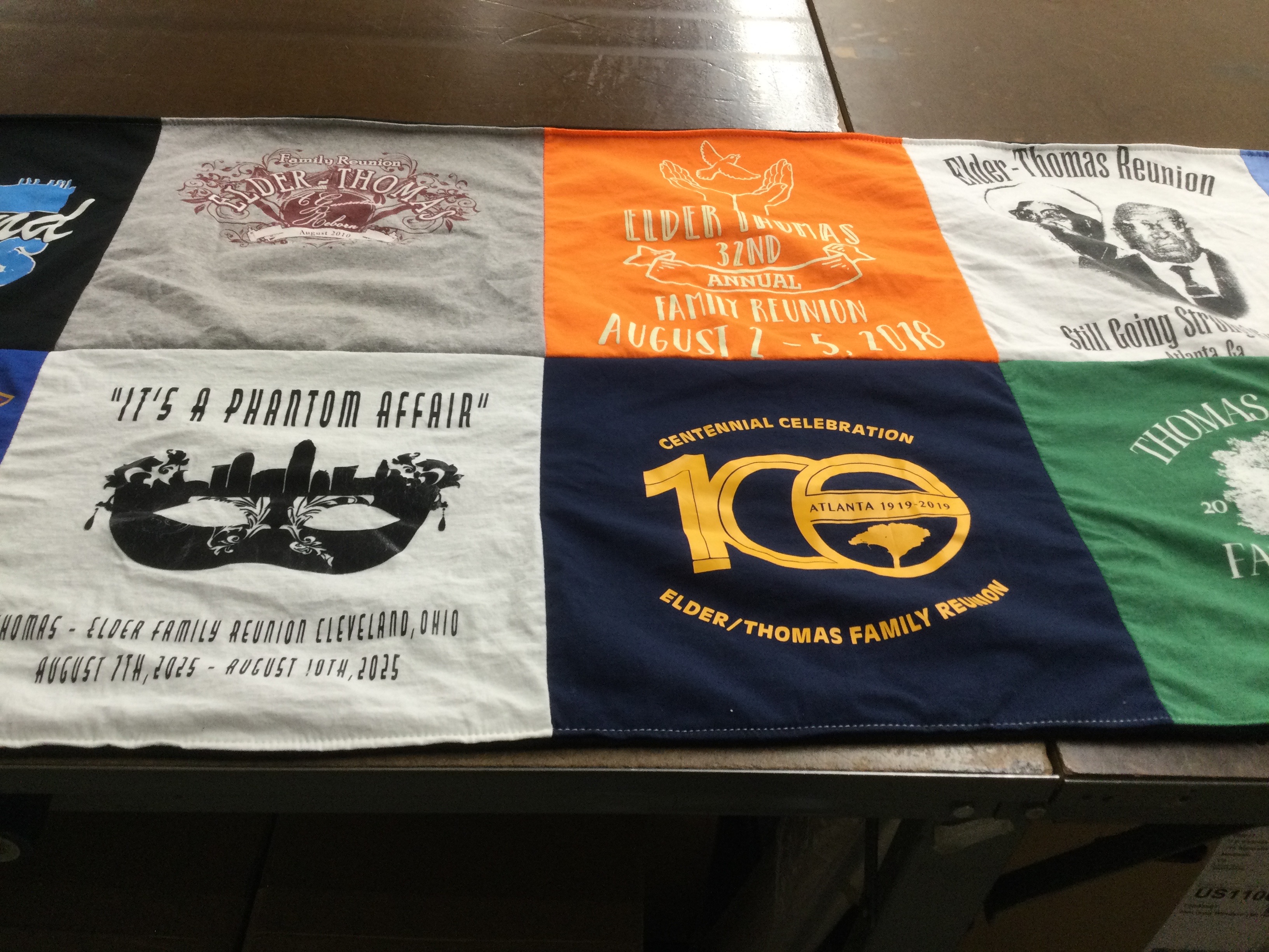T-shirt quilt with family gatherings, reunions themes by Kimberly from MI