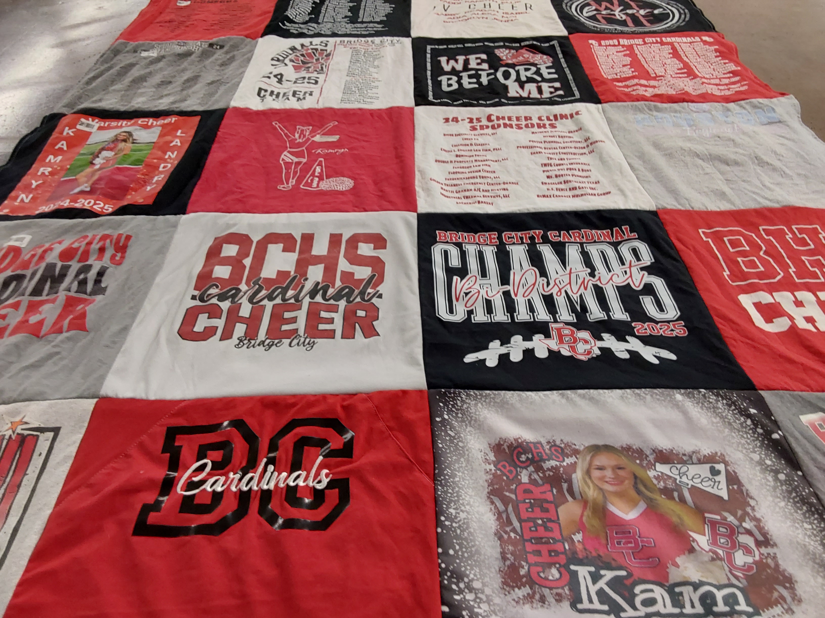 T-shirt quilt featuring bridge city cardinals by Shala from TX