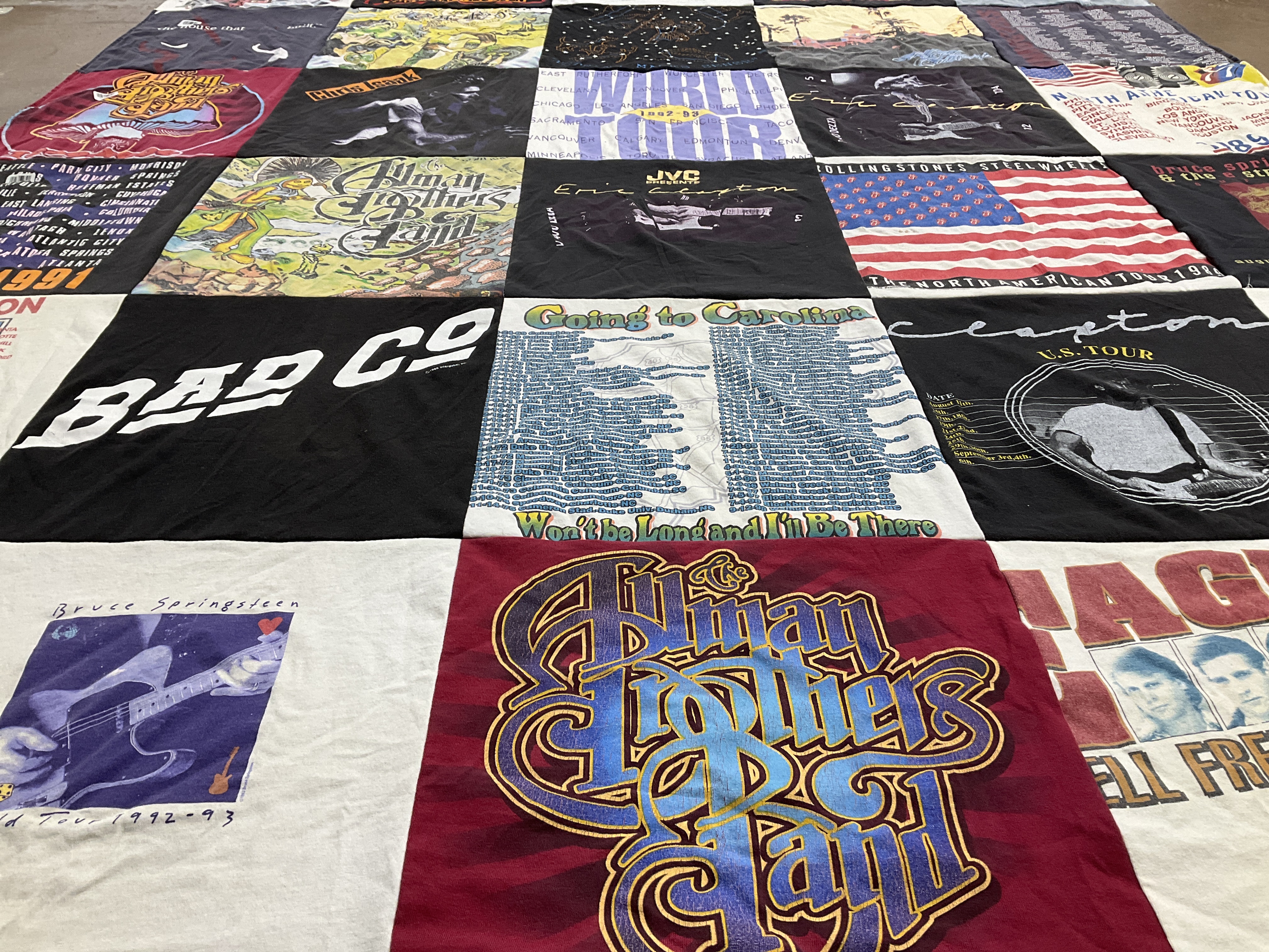 T-shirt quilt with music, concerts themes by Kim from NC