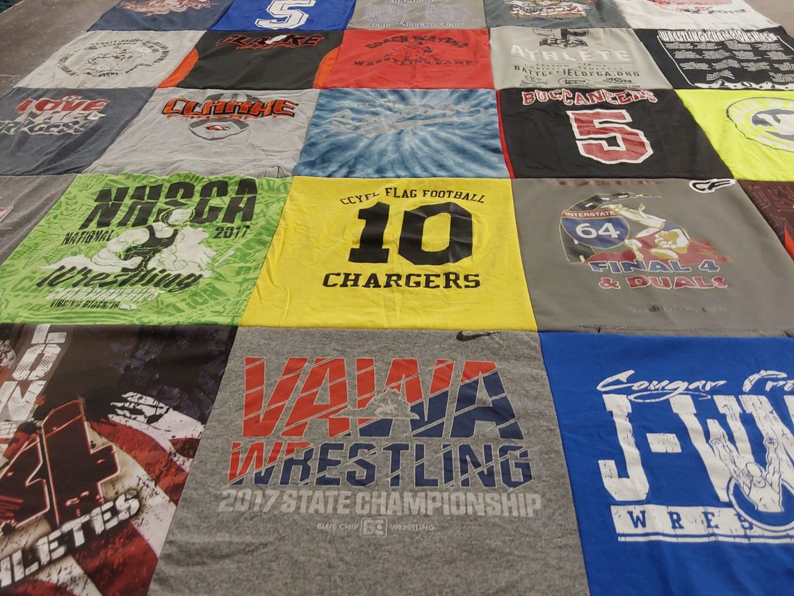 T-shirt quilt featuring warren county high school wrestling, oakland high school wrestling by Ronni  from VA