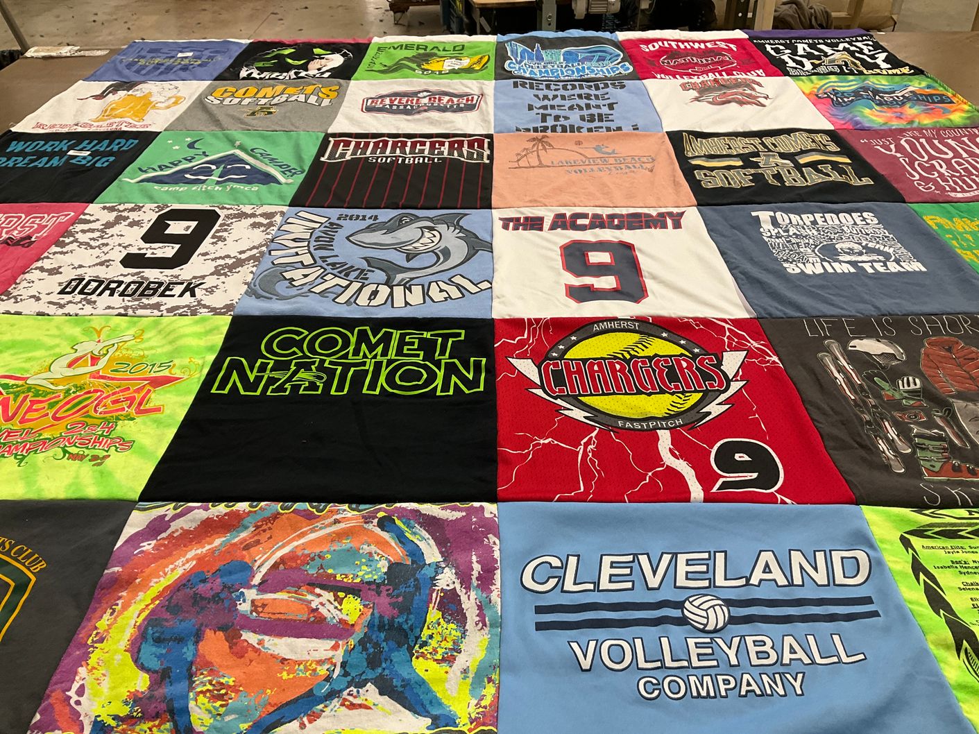 T-shirt quilt from amherst chargers fastpitch by Ann from OH
