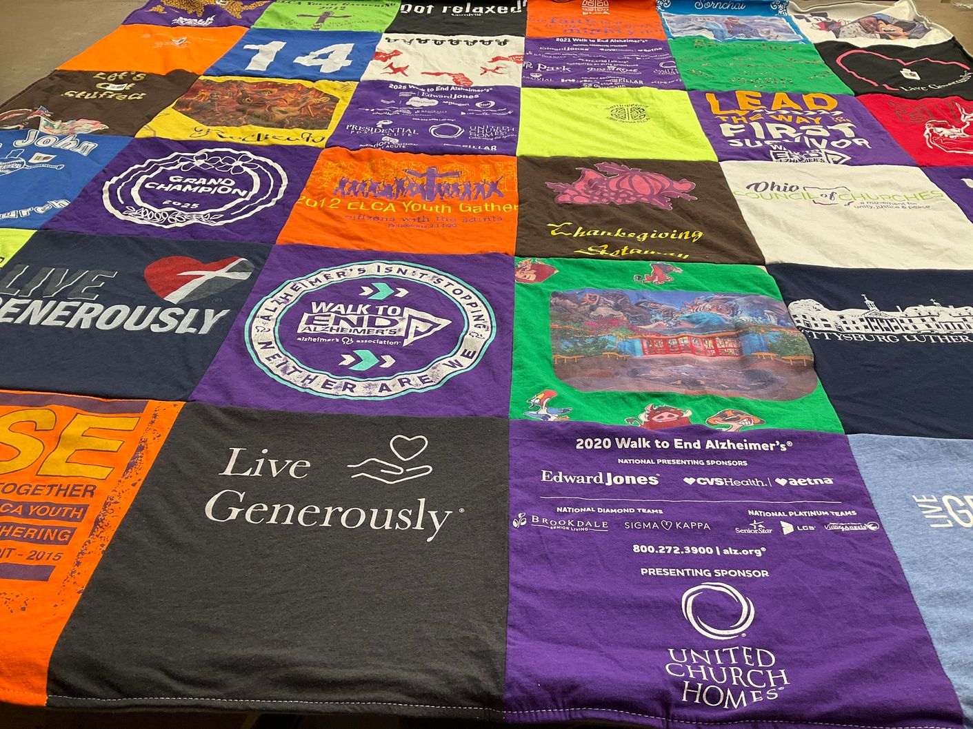 T-shirt quilt from gettysburg lutheran college by Adam from OH