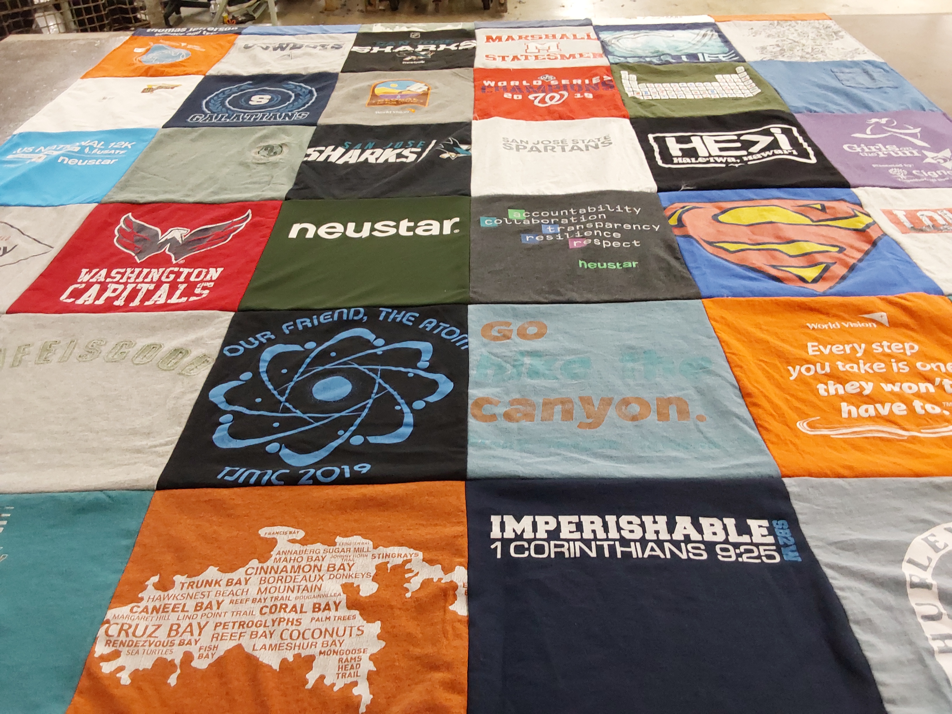 T-shirt quilt featuring washington capitals, san jose state spartans by Joanne from CA