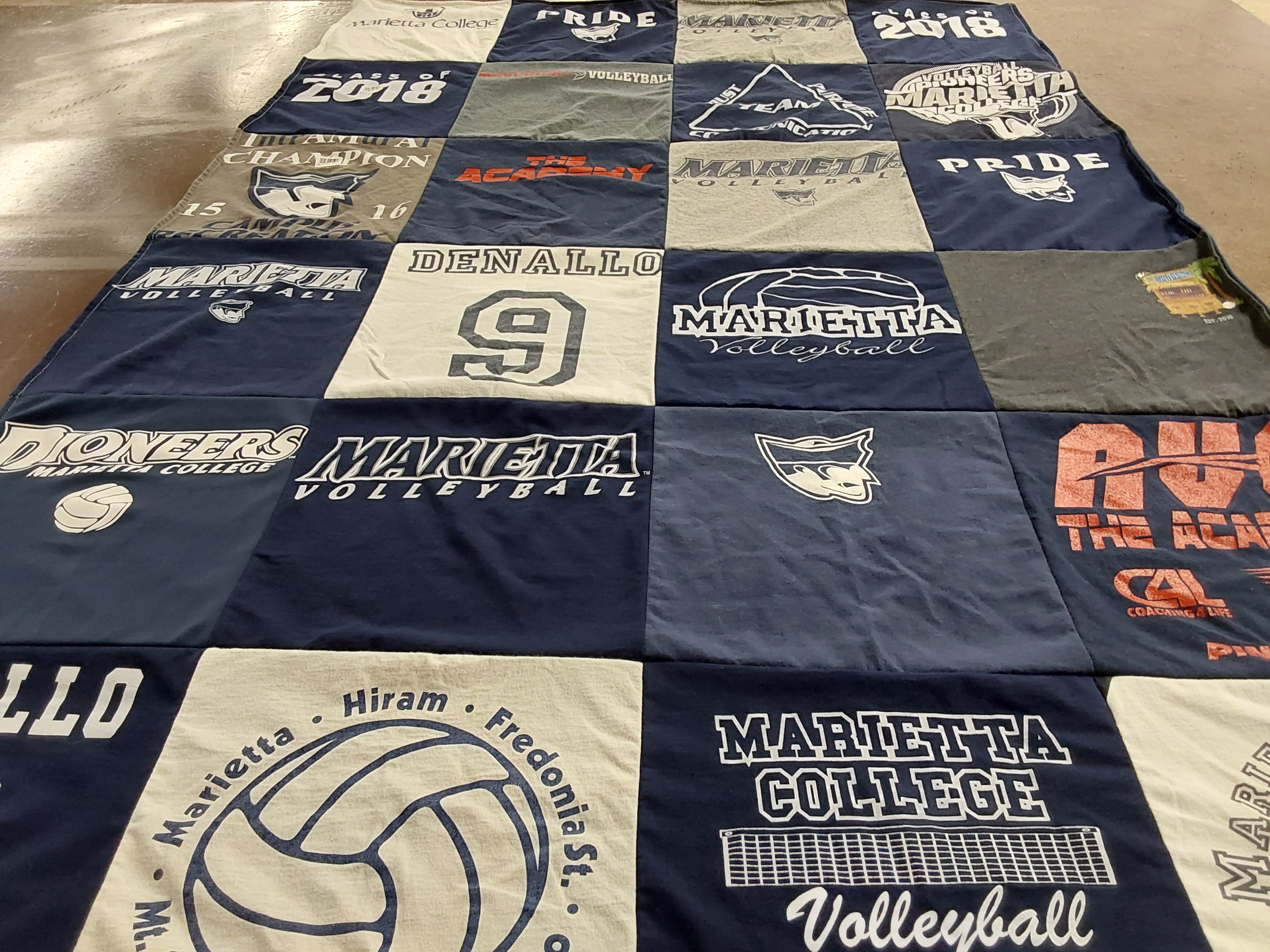 T-shirt quilt featuring marietta college volleyball by Erica from OH