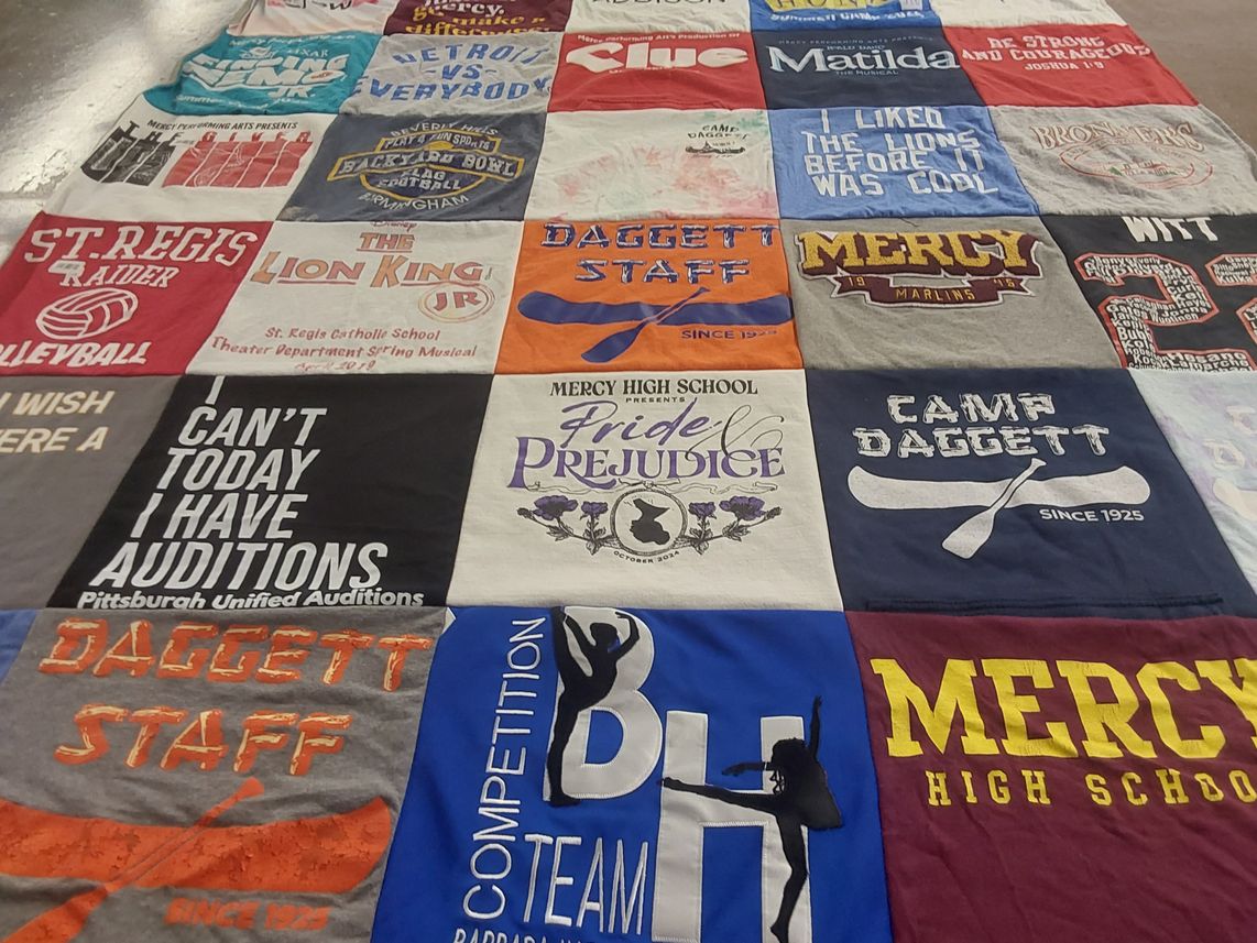 T-shirt quilt from mercy high school, st regis catholic school by Amy from MI