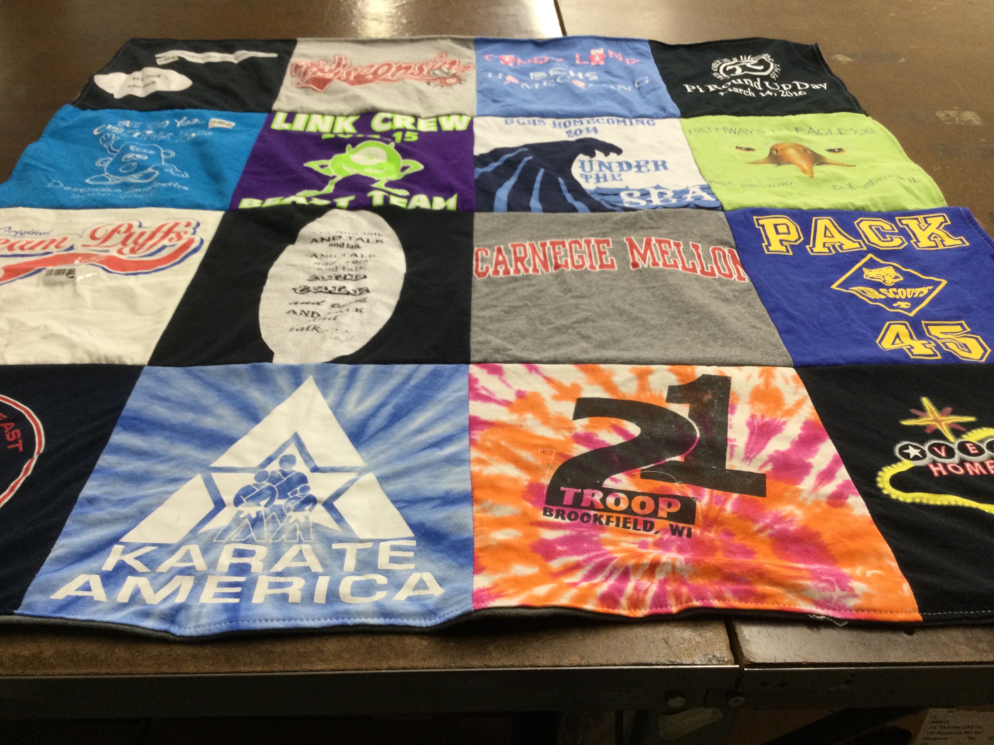 T-shirt quilt featuring link crew by Beth from WI