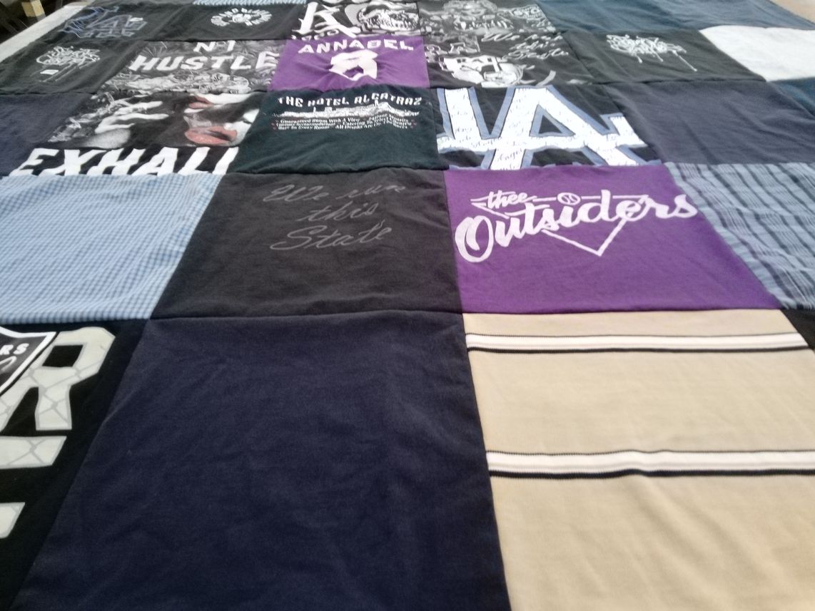T-shirt quilt with music, fashion themes by Gabi from CA