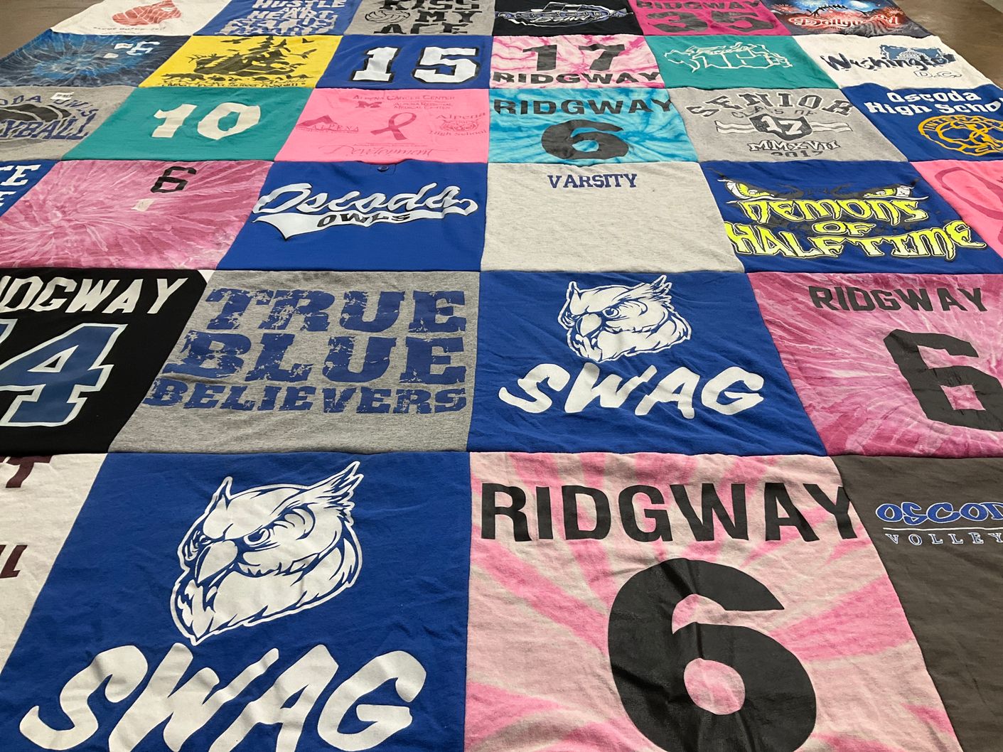 T-shirt quilt from ridgway high school, osceola high school by Amy from MI