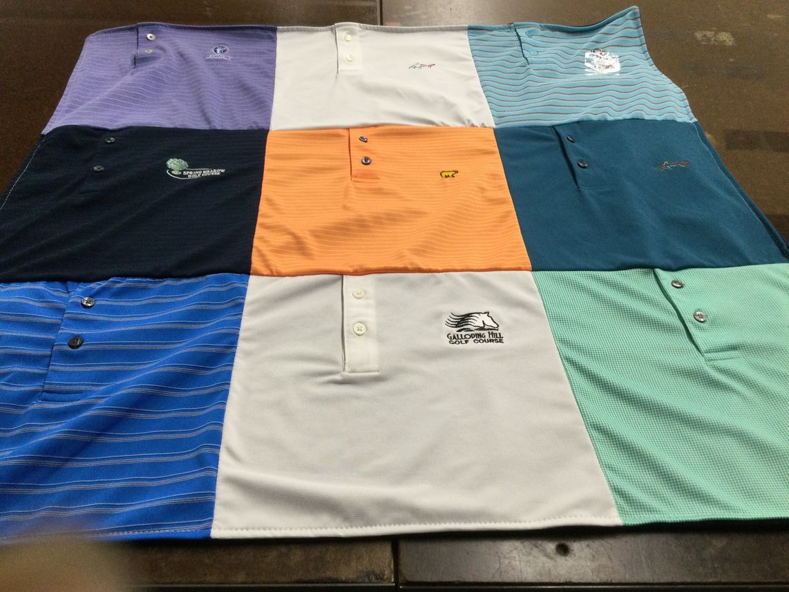 T-shirt quilt with golf themes by Kathleen from FL