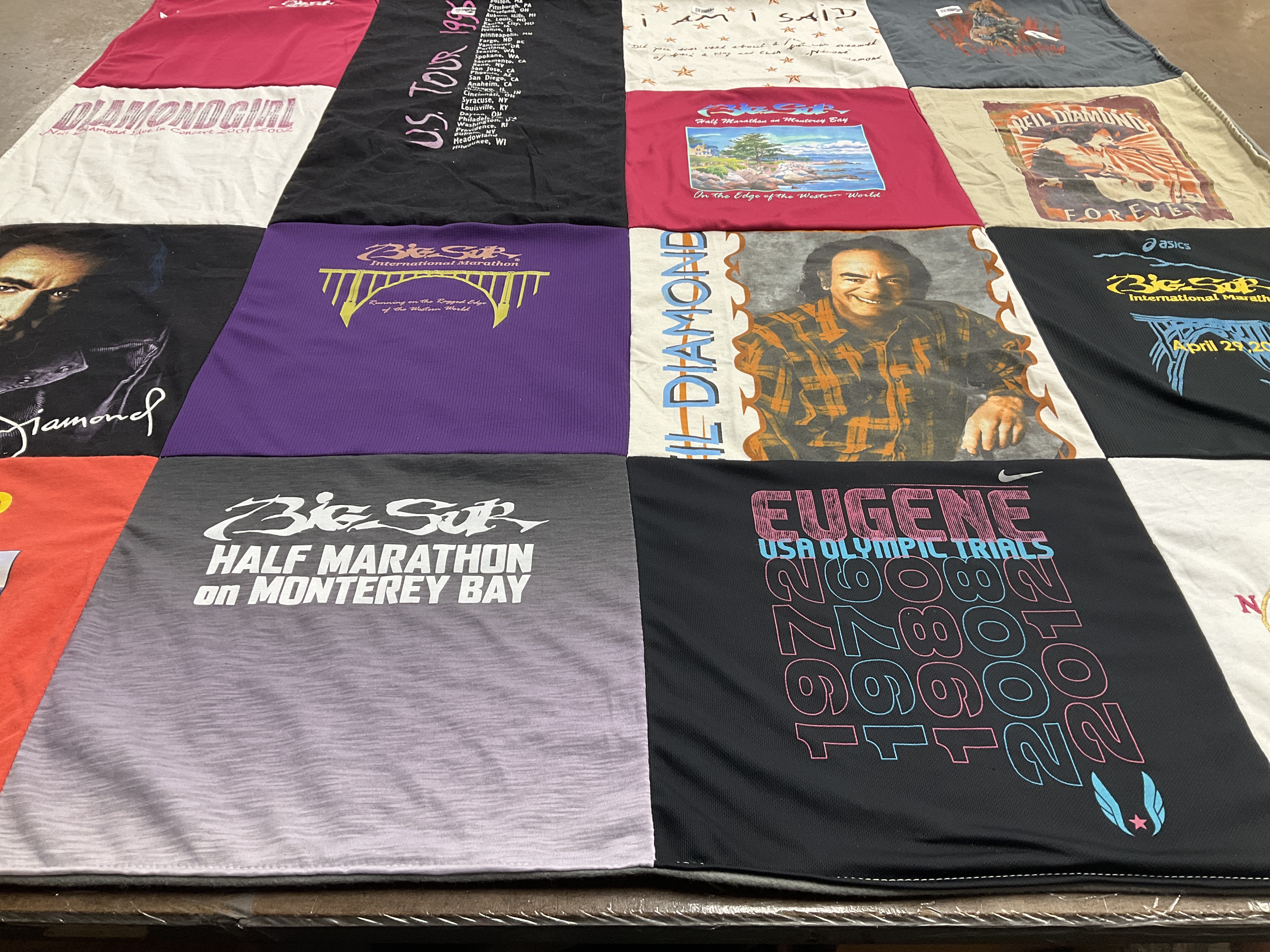 T-shirt quilt with music, running themes by Sandra from FL