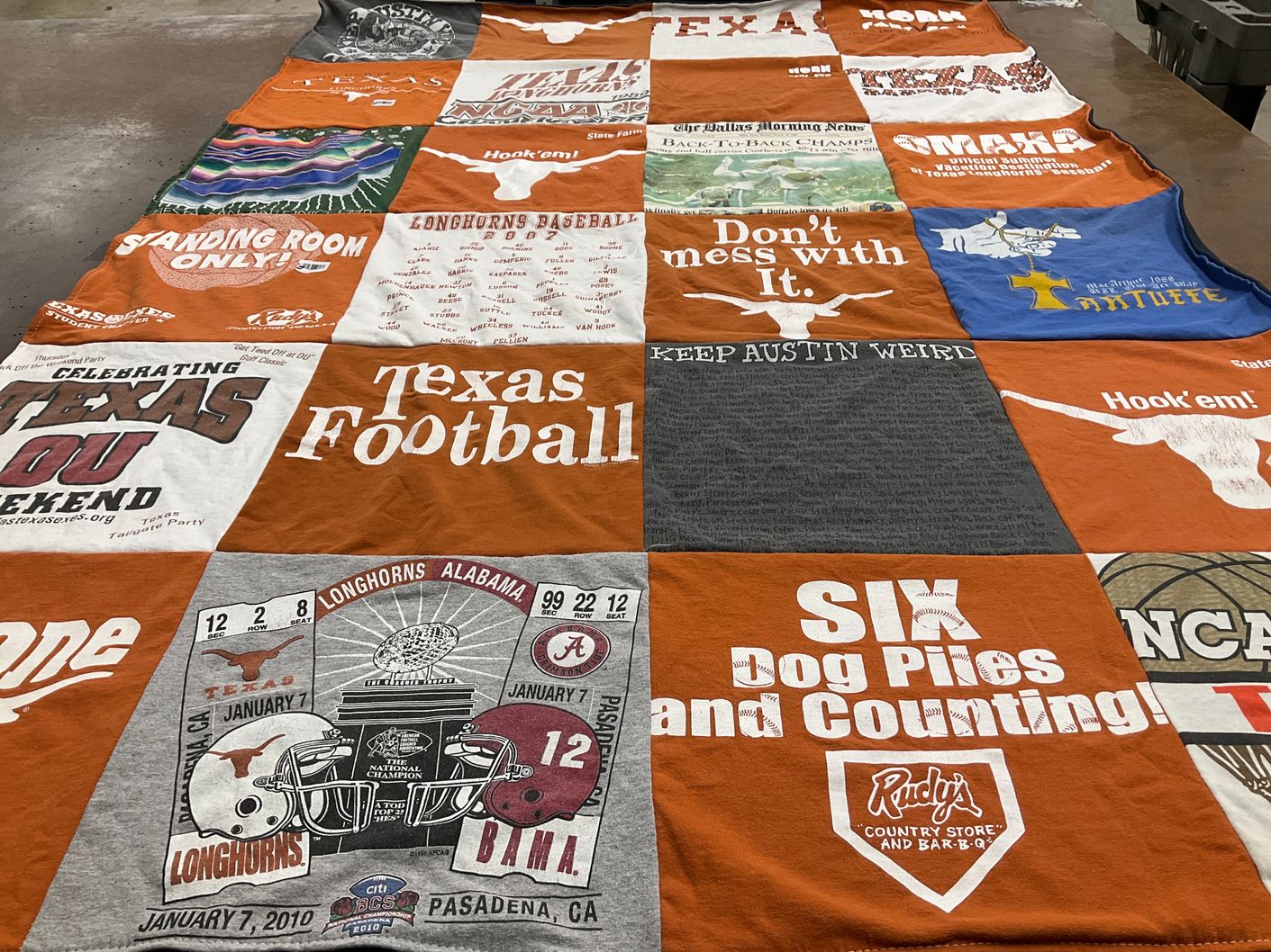 T-shirt quilt featuring texas longhorns football by Cesario from TX