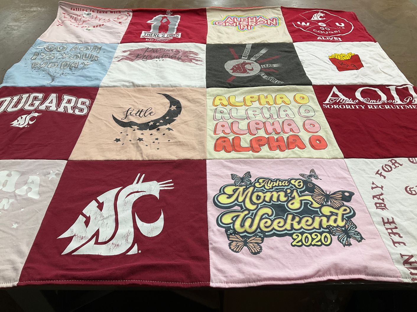 T-shirt quilt featuring washington state cougars by Mary from WA